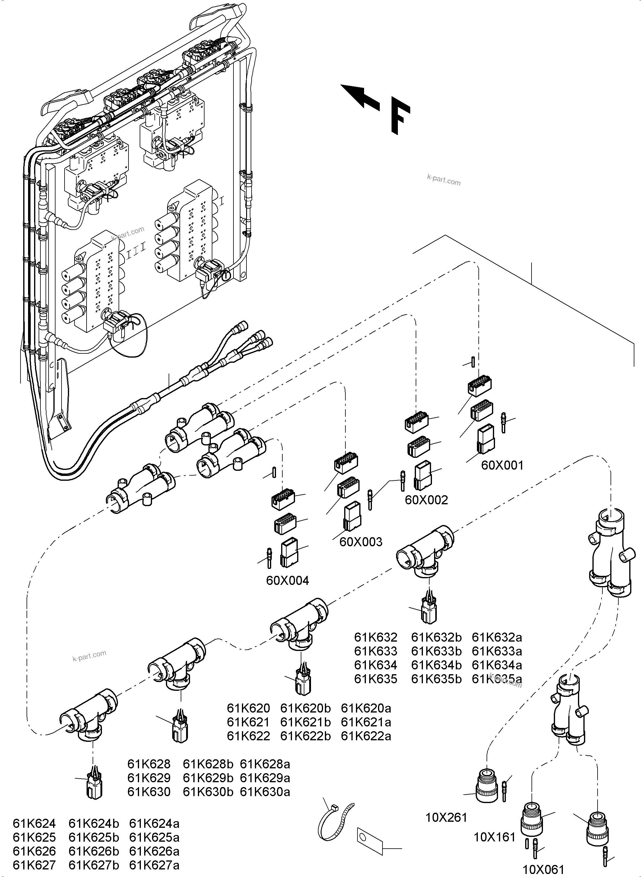 Komatsu parts book diagram for PC4000-6 S/N 08239: CABLES - CONTROL BLOCKS - H.P.-FILTER