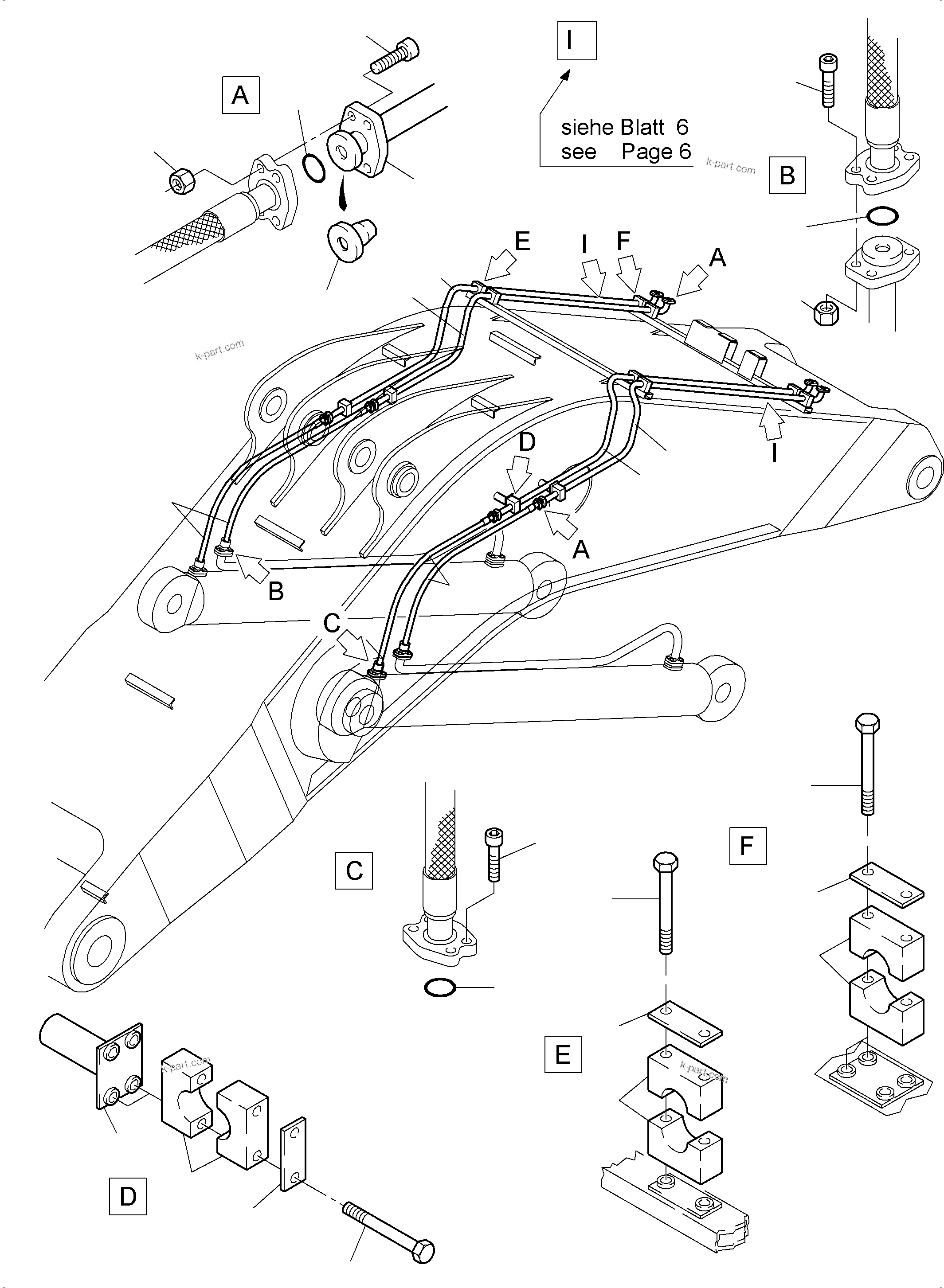 Komatsu parts book diagram for PC4000-6 S/N 08239: BOOM BACKHOE EQUIPMENT 9,75 M