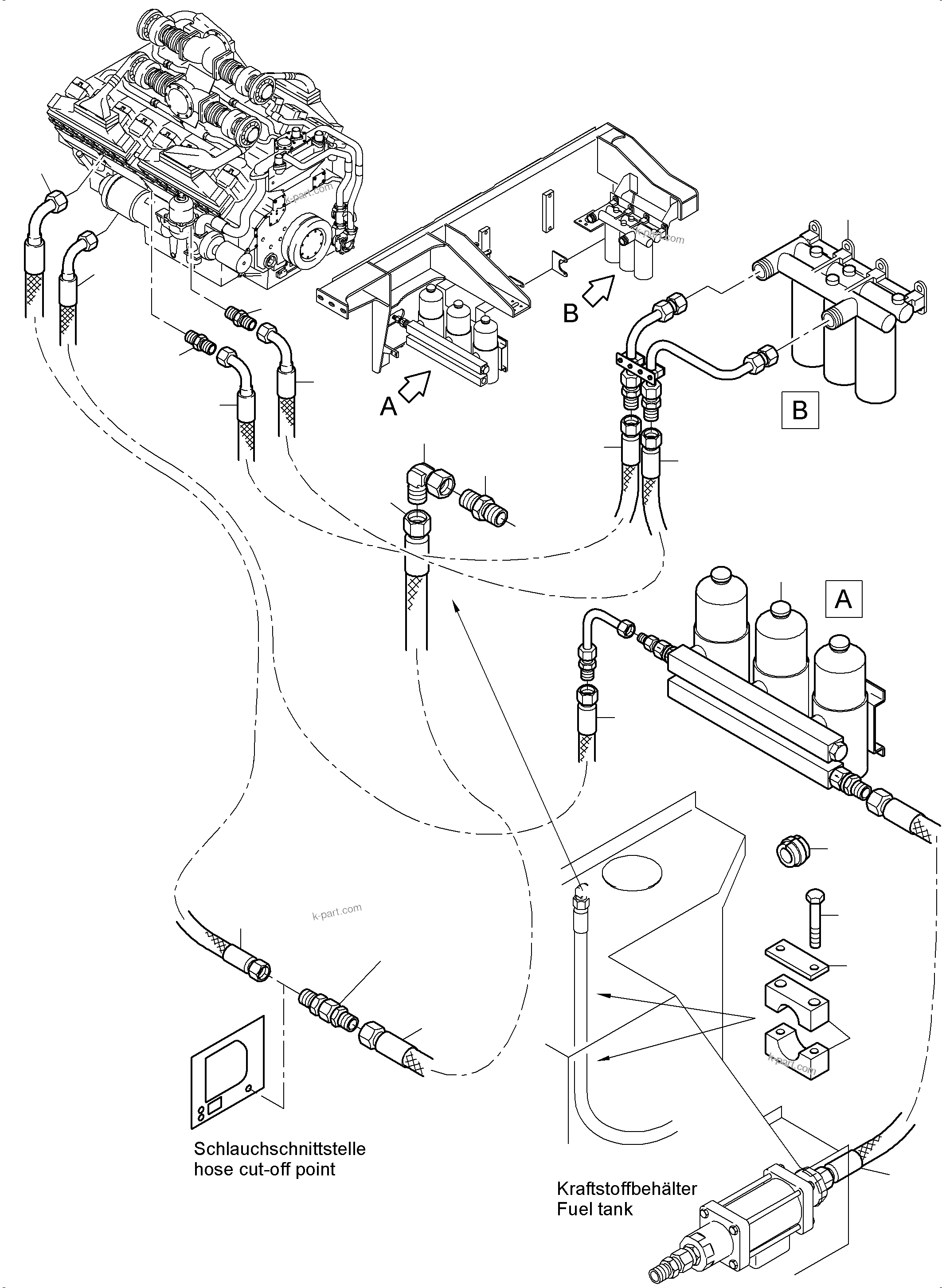 Komatsu parts book diagram for PC4000-6 S/N 08239: FUEL LINES