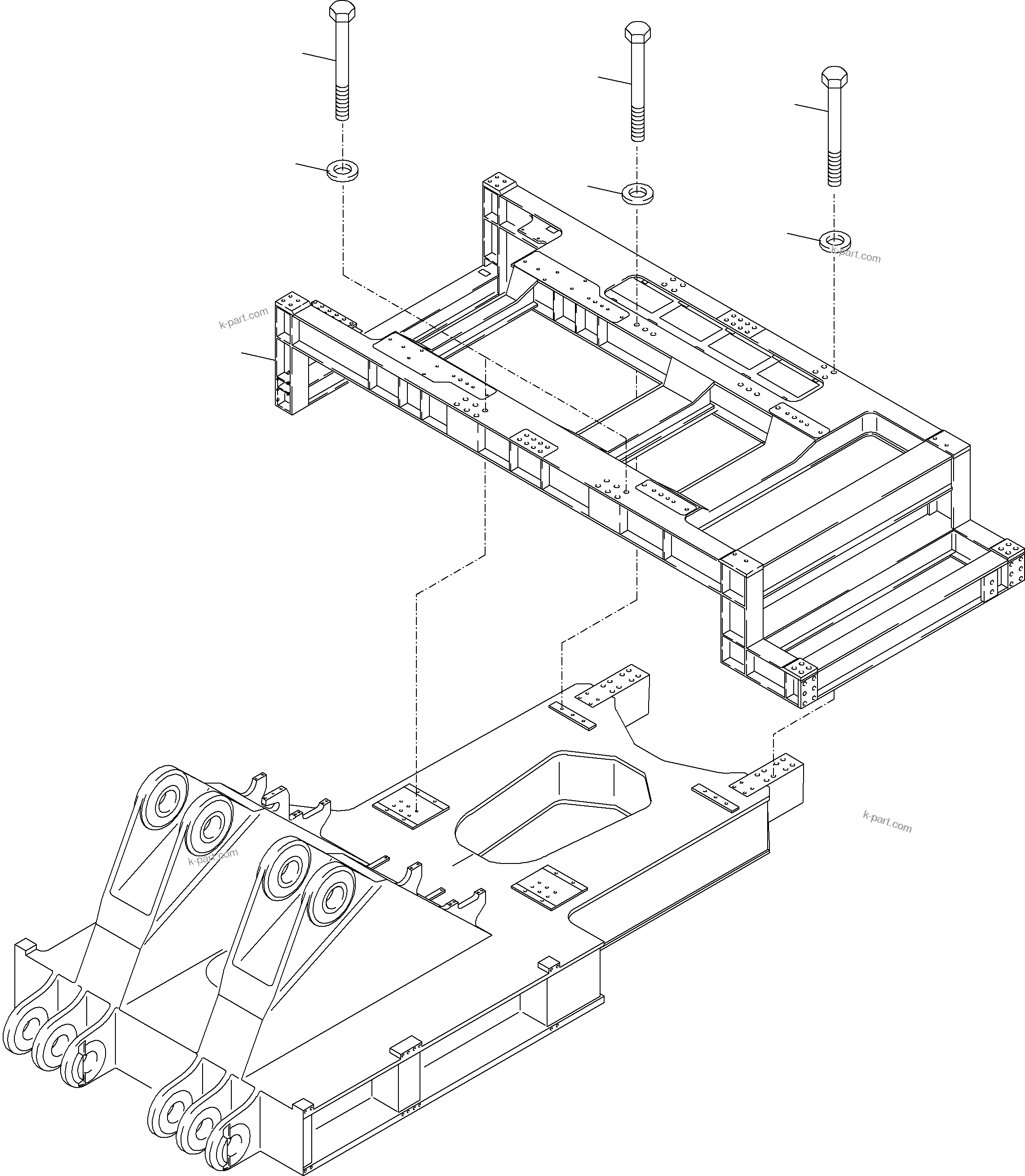 Komatsu parts book diagram for PC4000-6 S/N 08241: POWER FRAME ARR.