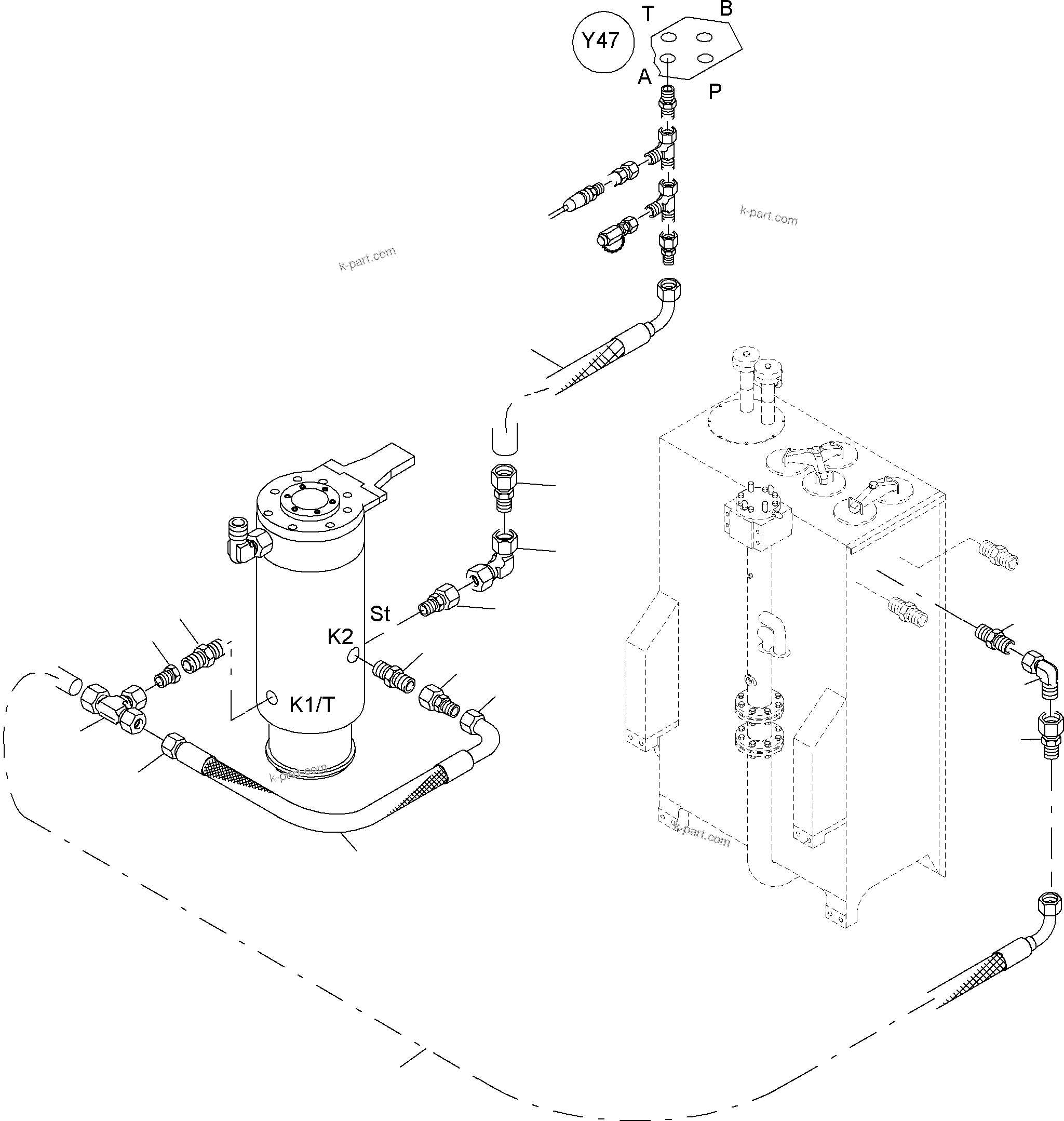 Komatsu parts book diagram for PC4000-6 S/N 08241: HYDRAULIC LINES, ROTARY JOINT
