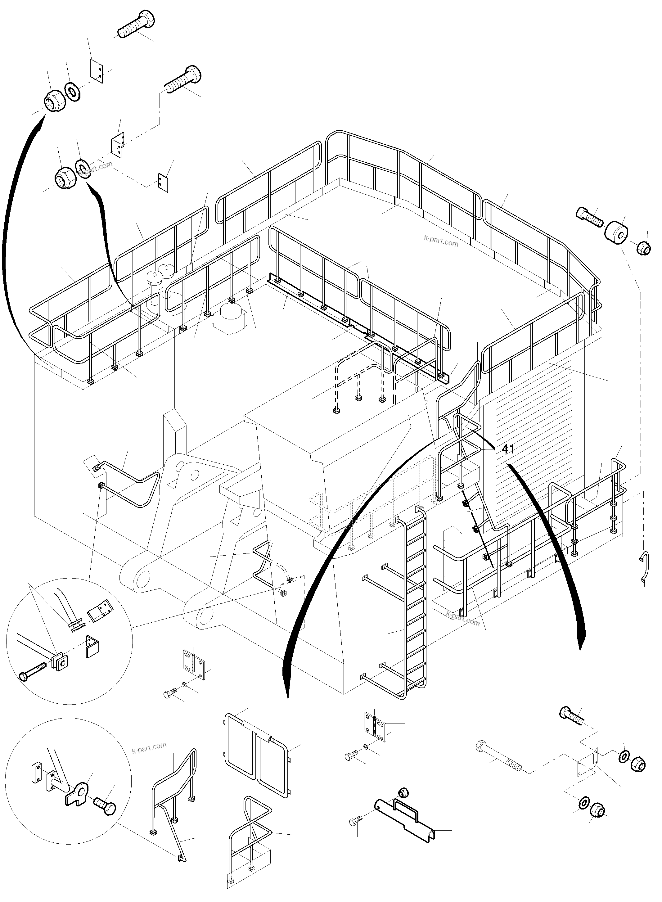 Komatsu parts book diagram for PC4000-6 S/N 08241: RAILS
