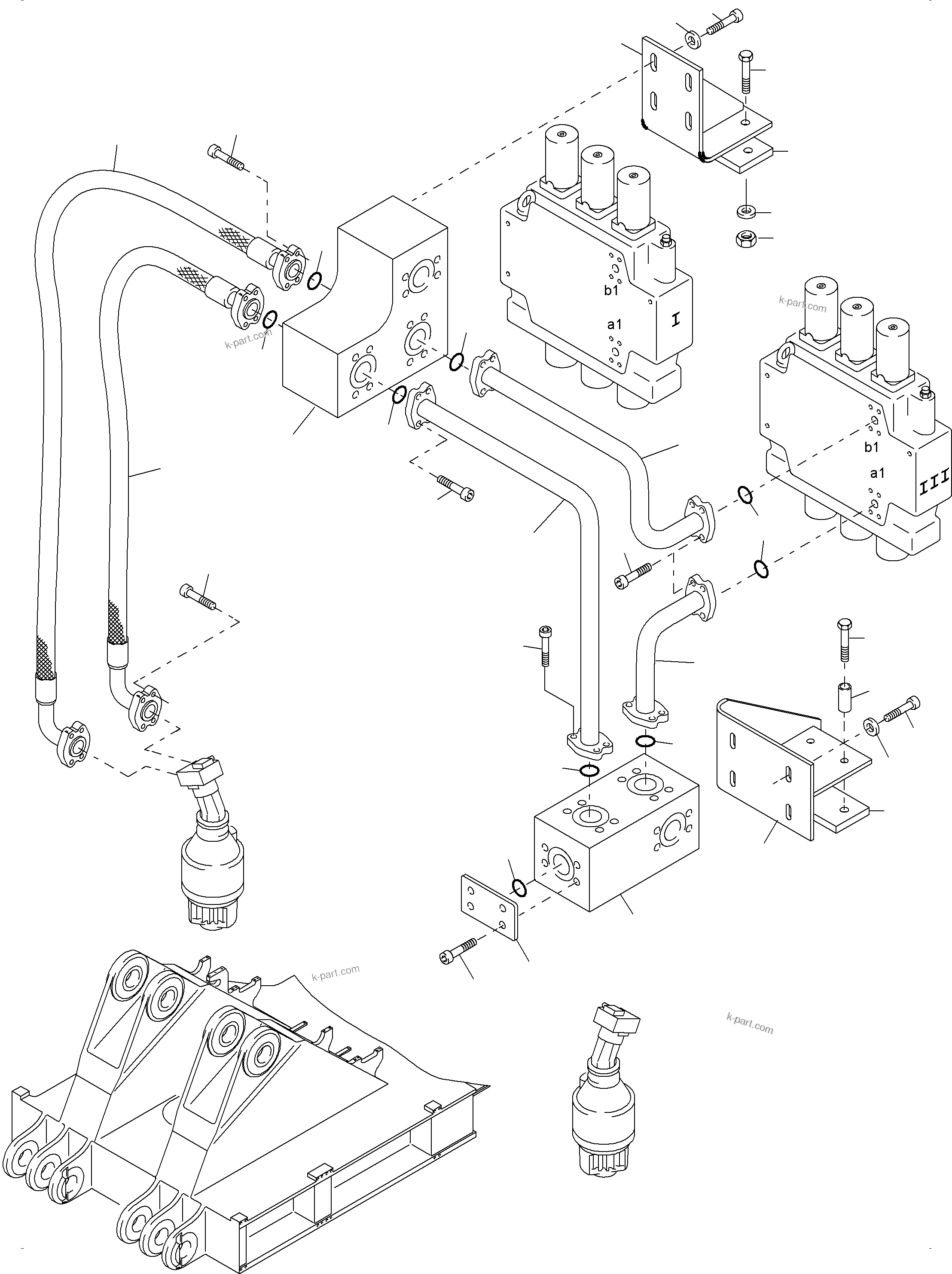 Komatsu parts book diagram for PC4000-6 S/N 08241: PRESSURE LINES - SLEW GEAR