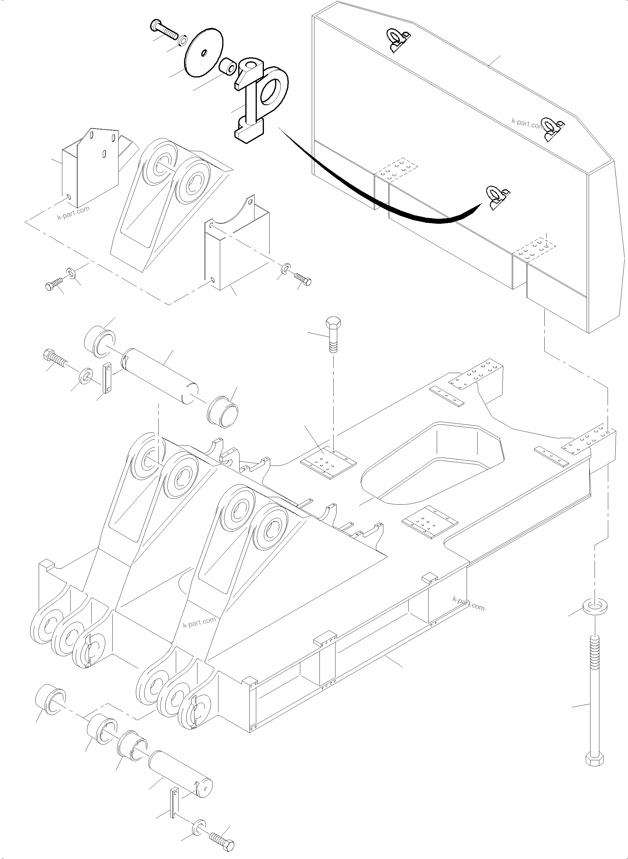 Komatsu parts book diagram for PC4000-6 S/N 08241: PIN, BOOM - COUNTERWIGHT