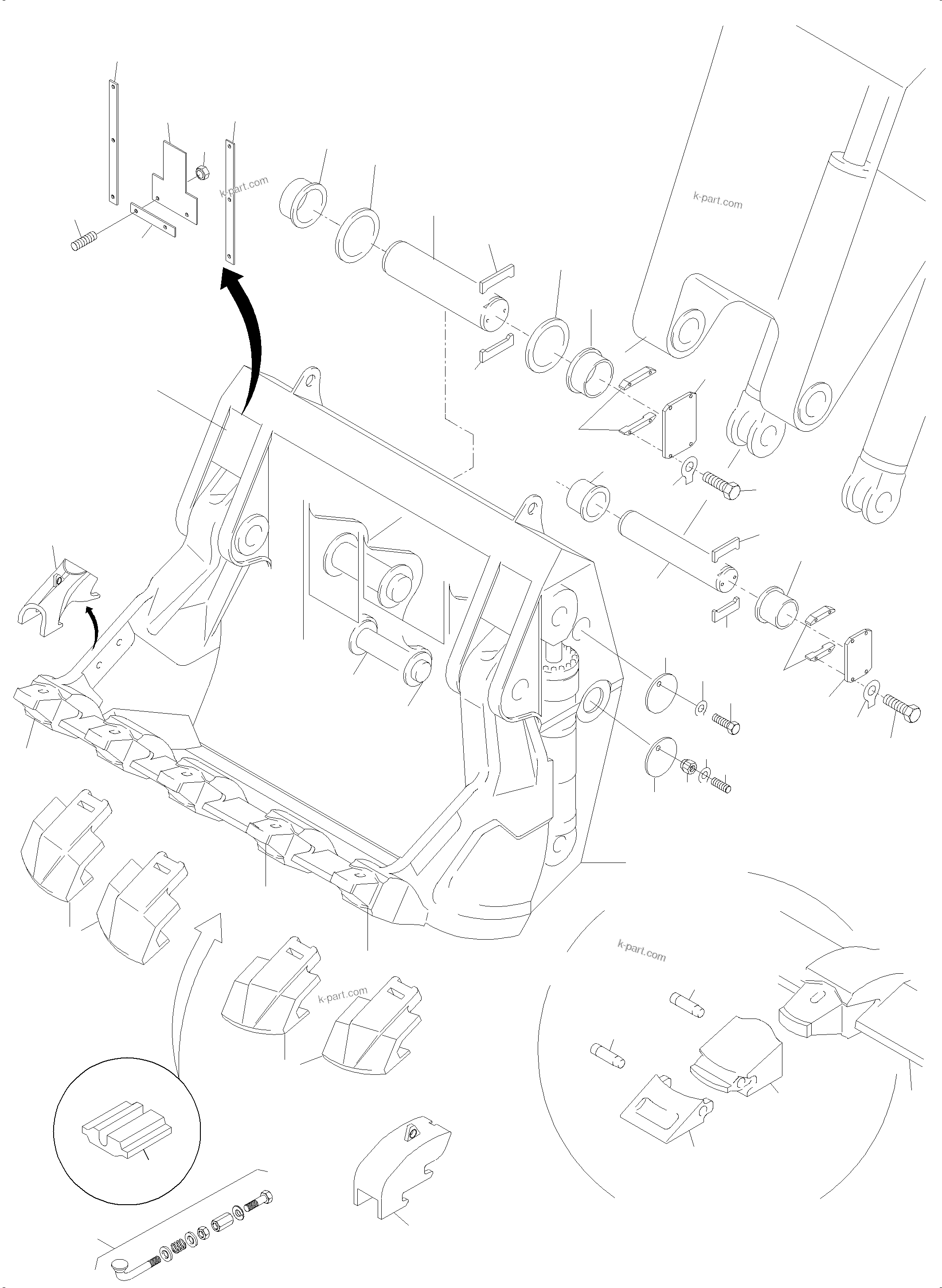 Komatsu parts book diagram for PC4000-6 S/N 08241: BULLCLAM BUCKET 22,0 CBM