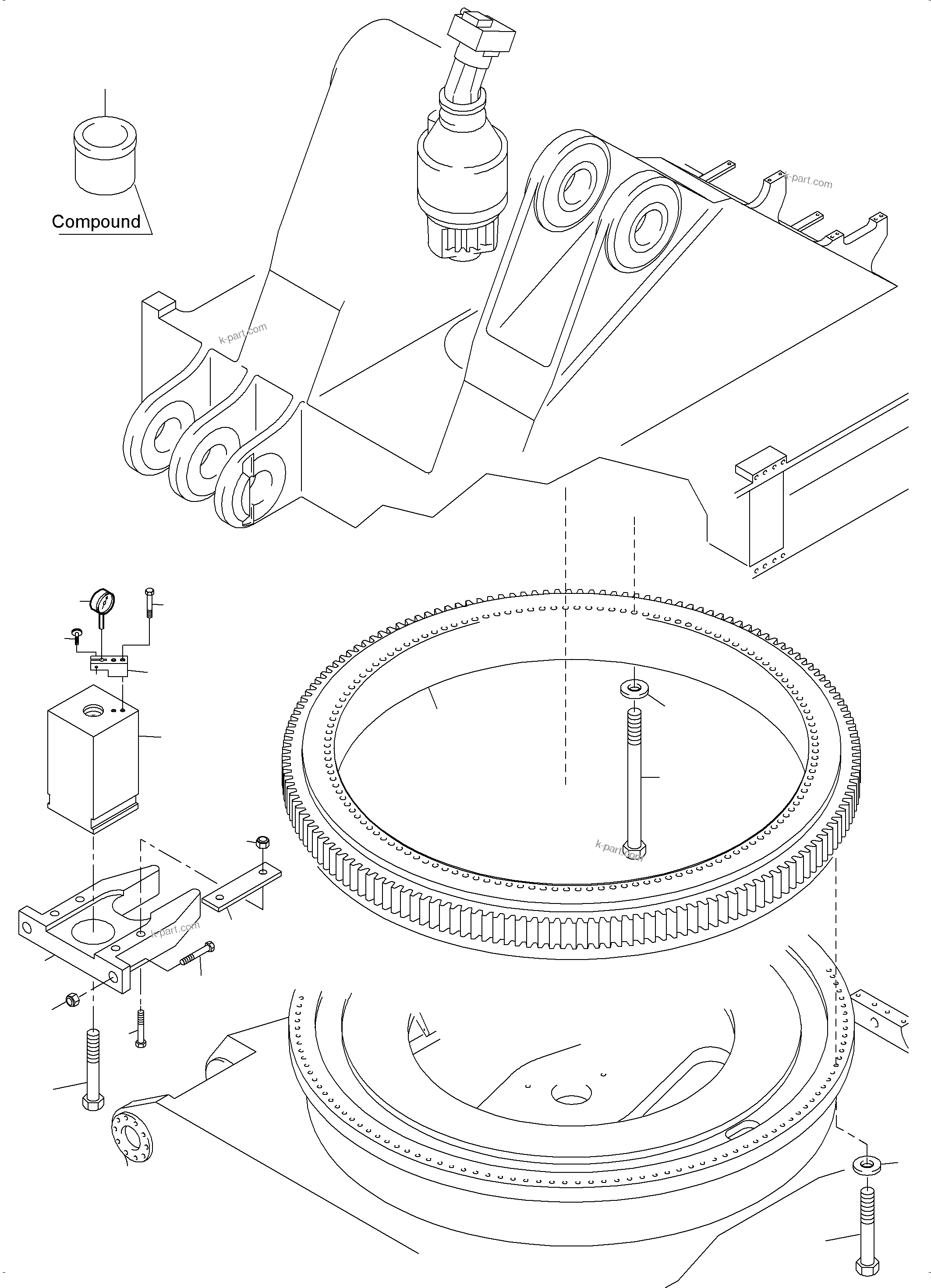 Komatsu parts book diagram for PC4000-6 S/N 08241: SLEW RING ARR.