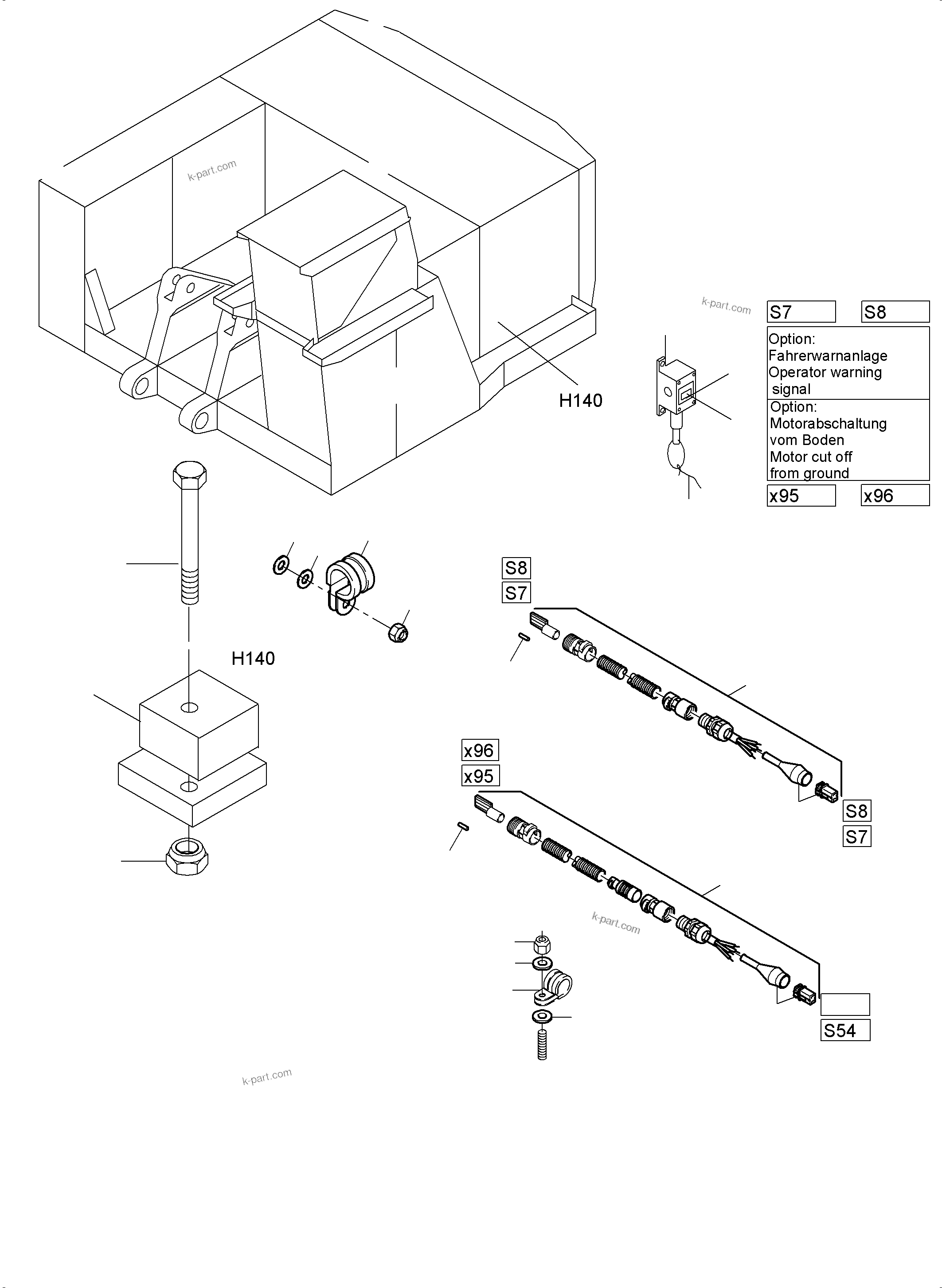 Komatsu parts book diagram for PC4000-6 S/N 08241: ELECT. PARTS - MOVEM. SIGNAL / MOTOR SWITCH-OFF / WARNING SYSTEM ASSY.