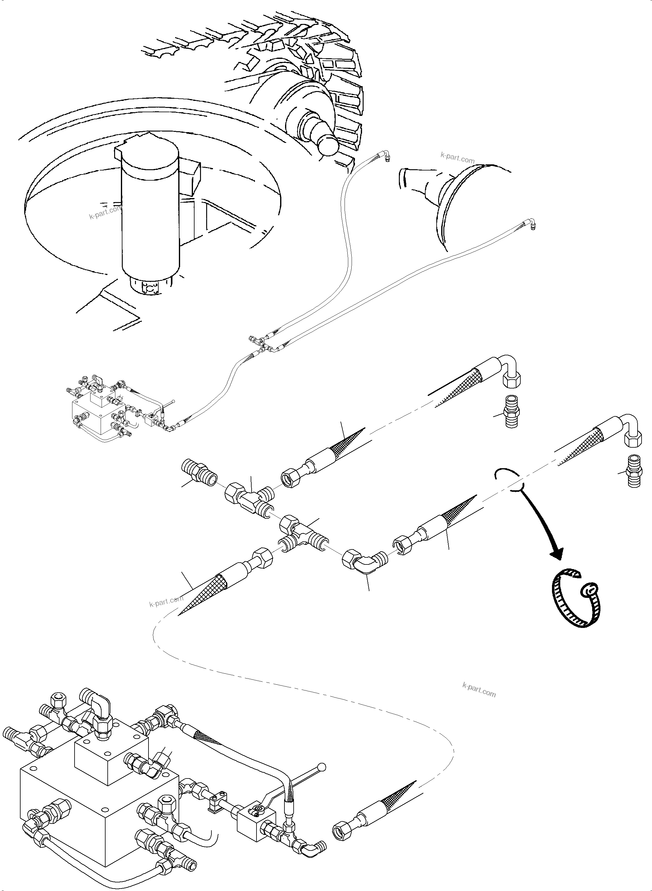 Komatsu parts book diagram for PC4000-6 S/N 08241: PIPING - BRAKE