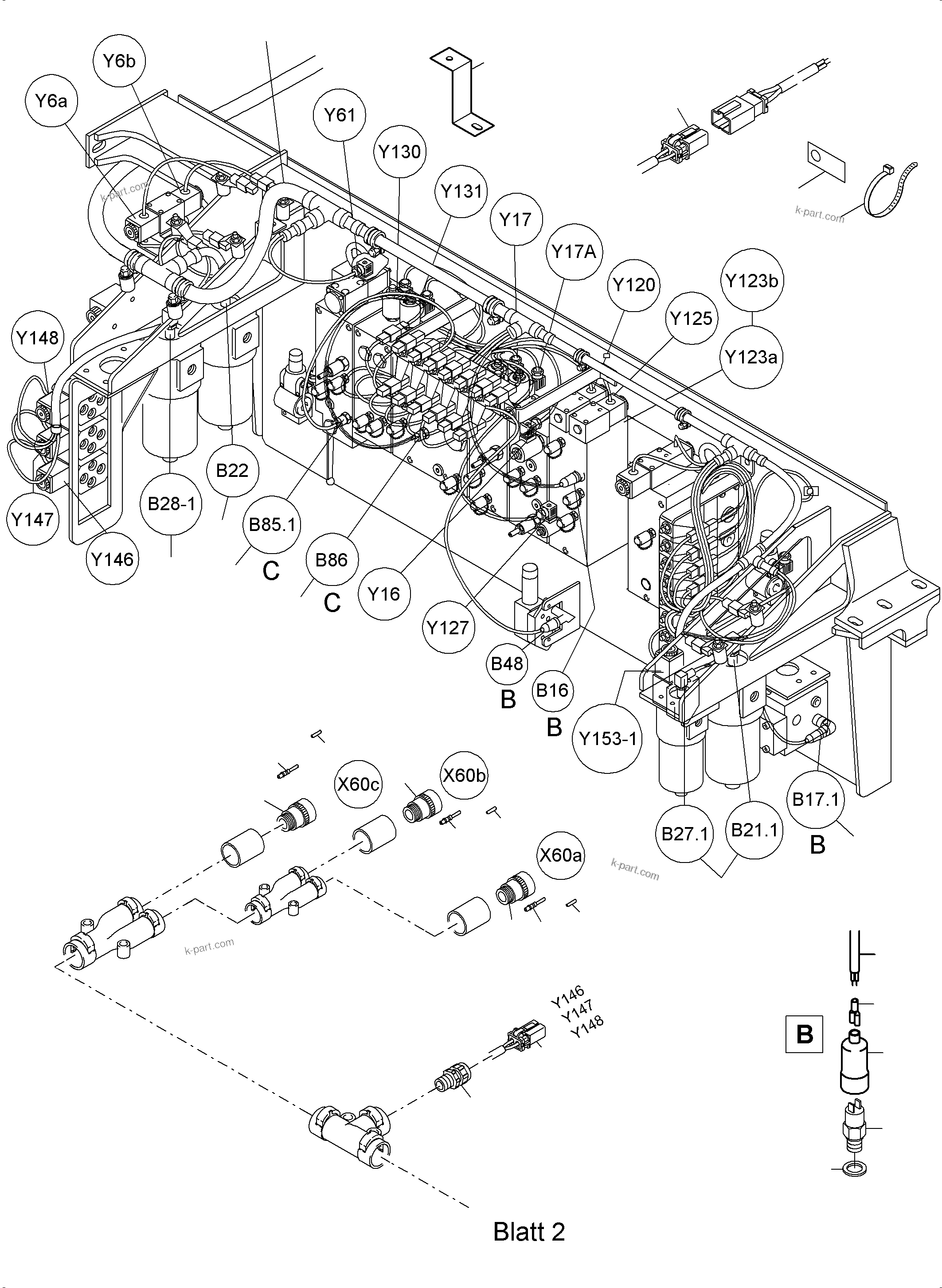 Komatsu parts book diagram for PC4000-6 S/N 08241: CABLES - CONTROL- AND FILTER PLATE