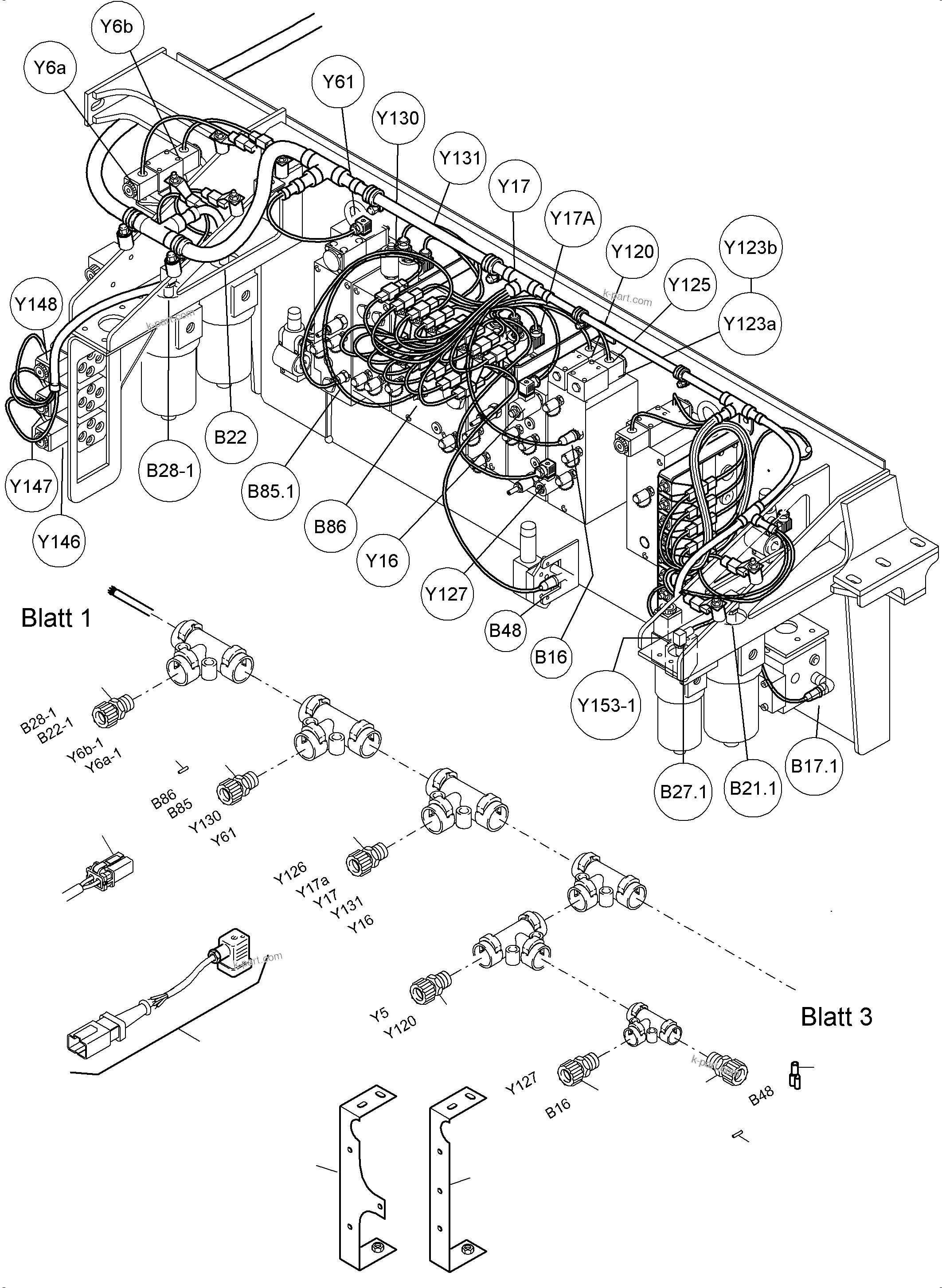 Komatsu parts book diagram for PC4000-6 S/N 08241: CABLES - CONTROL- AND FILTER PLATE