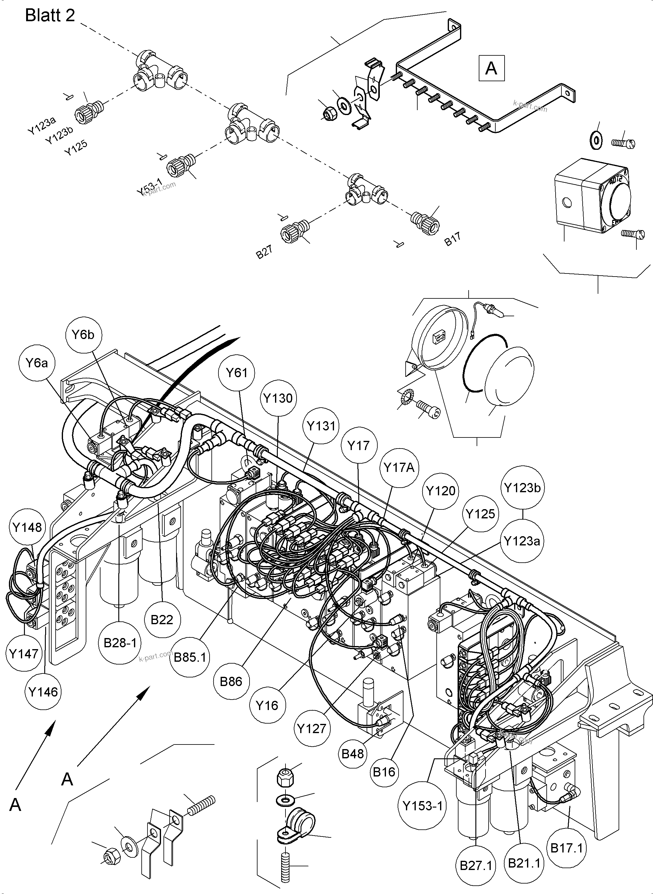 Komatsu parts book diagram for PC4000-6 S/N 08241: CABLES - CONTROL- AND FILTER PLATE