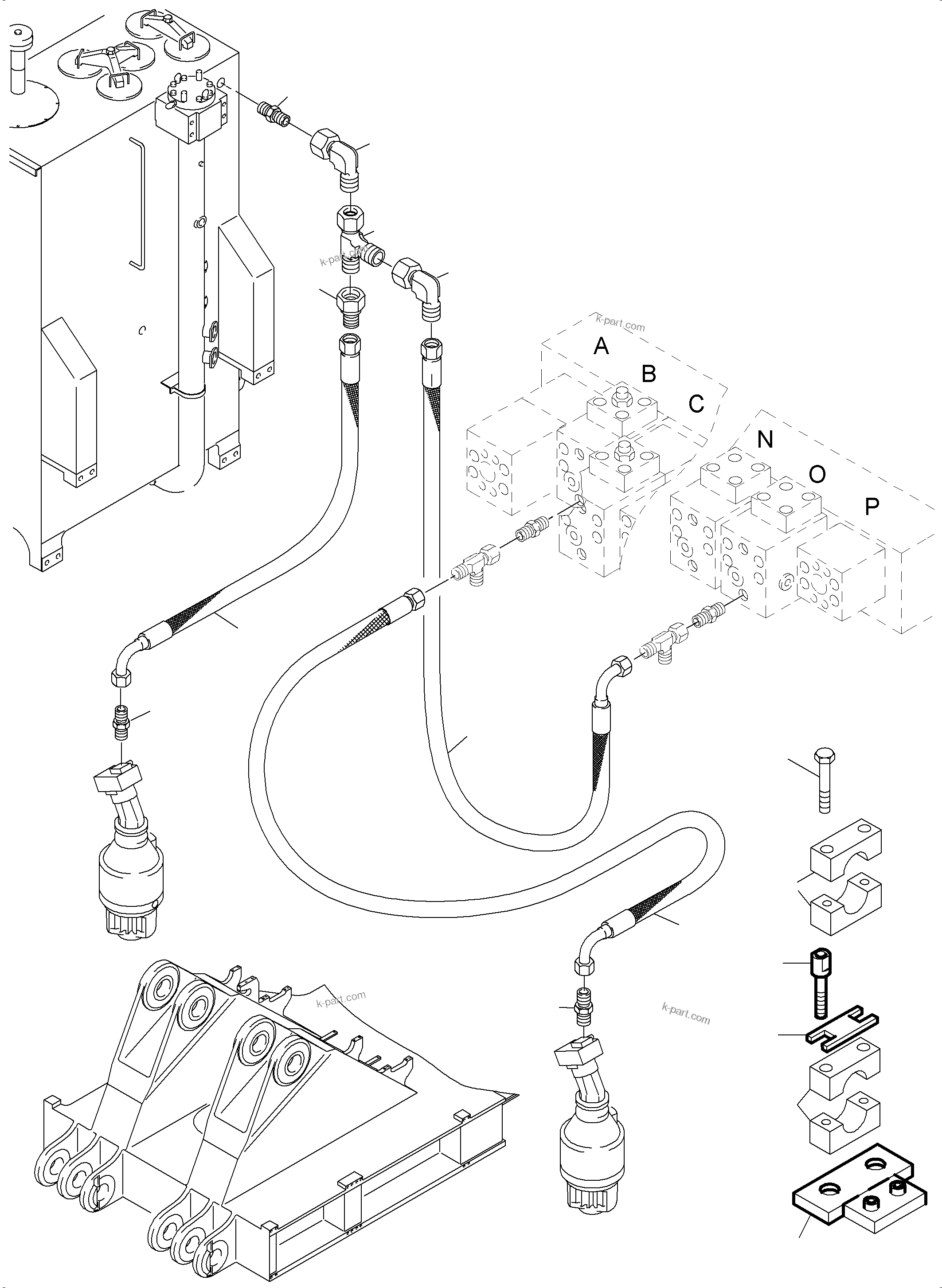 Komatsu parts book diagram for PC4000-6 S/N 08241: LINES SLEW GEAR