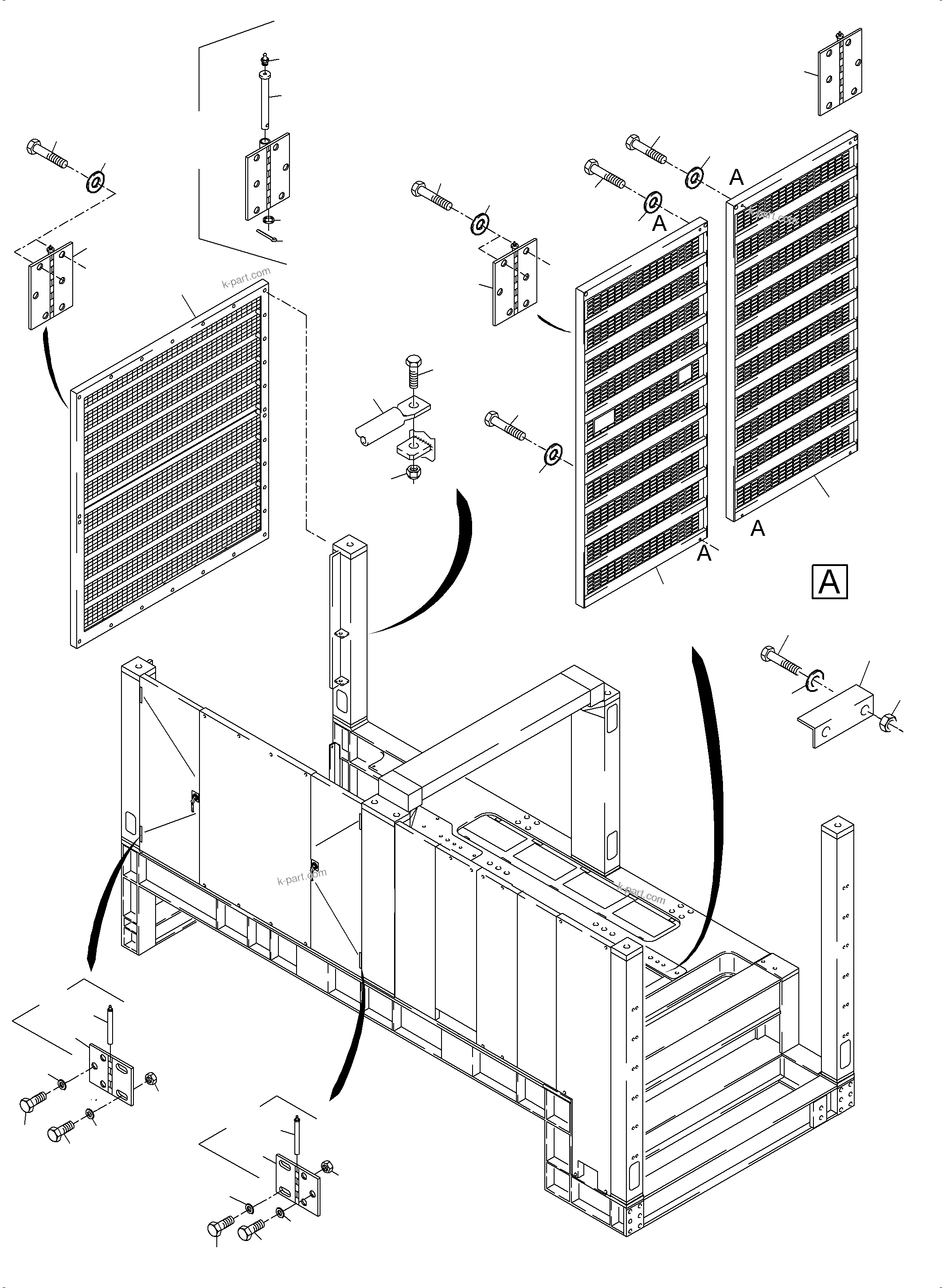 Komatsu parts book diagram for PC4000-6 S/N 08241: COVERING, ENGINE HOUSING
