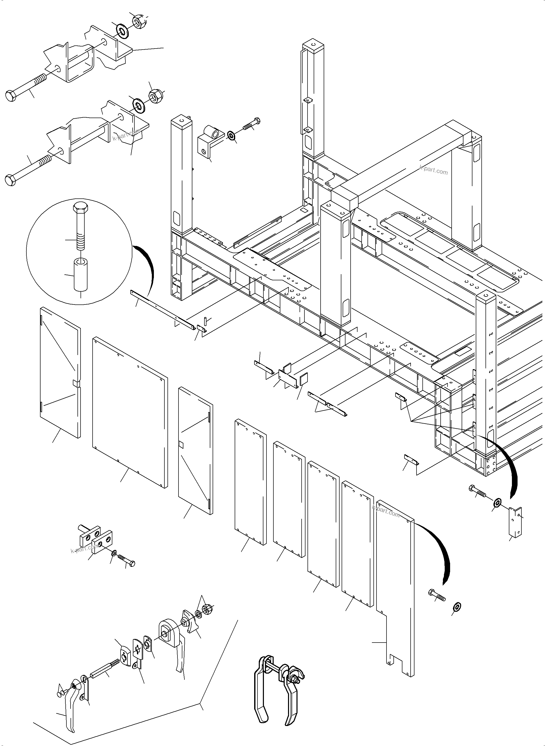 Komatsu parts book diagram for PC4000-6 S/N 08241: COVERING, ENGINE HOUSING