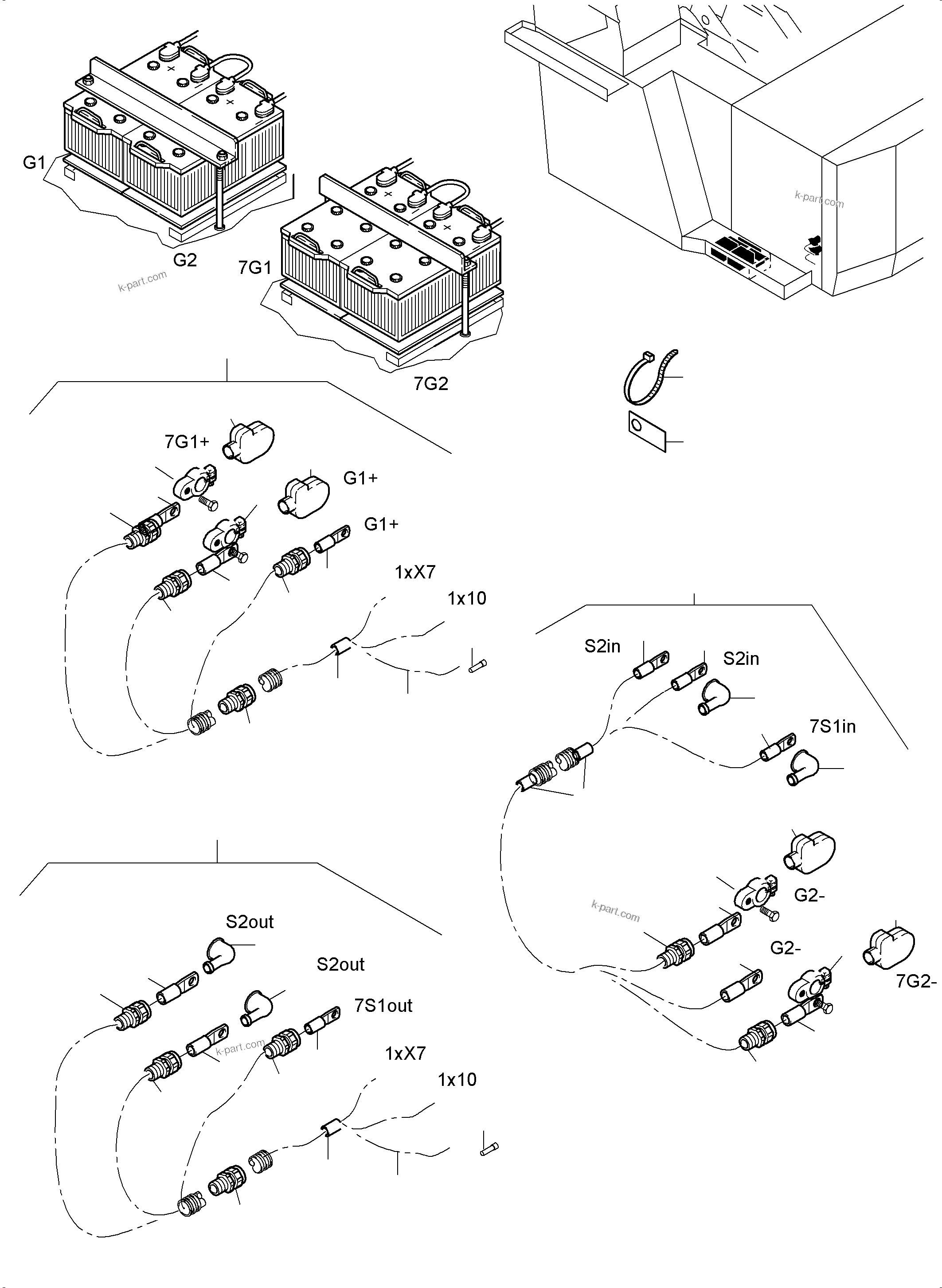 Komatsu parts book diagram for PC4000-6 S/N 08241: BATTERIES WITH CABLES