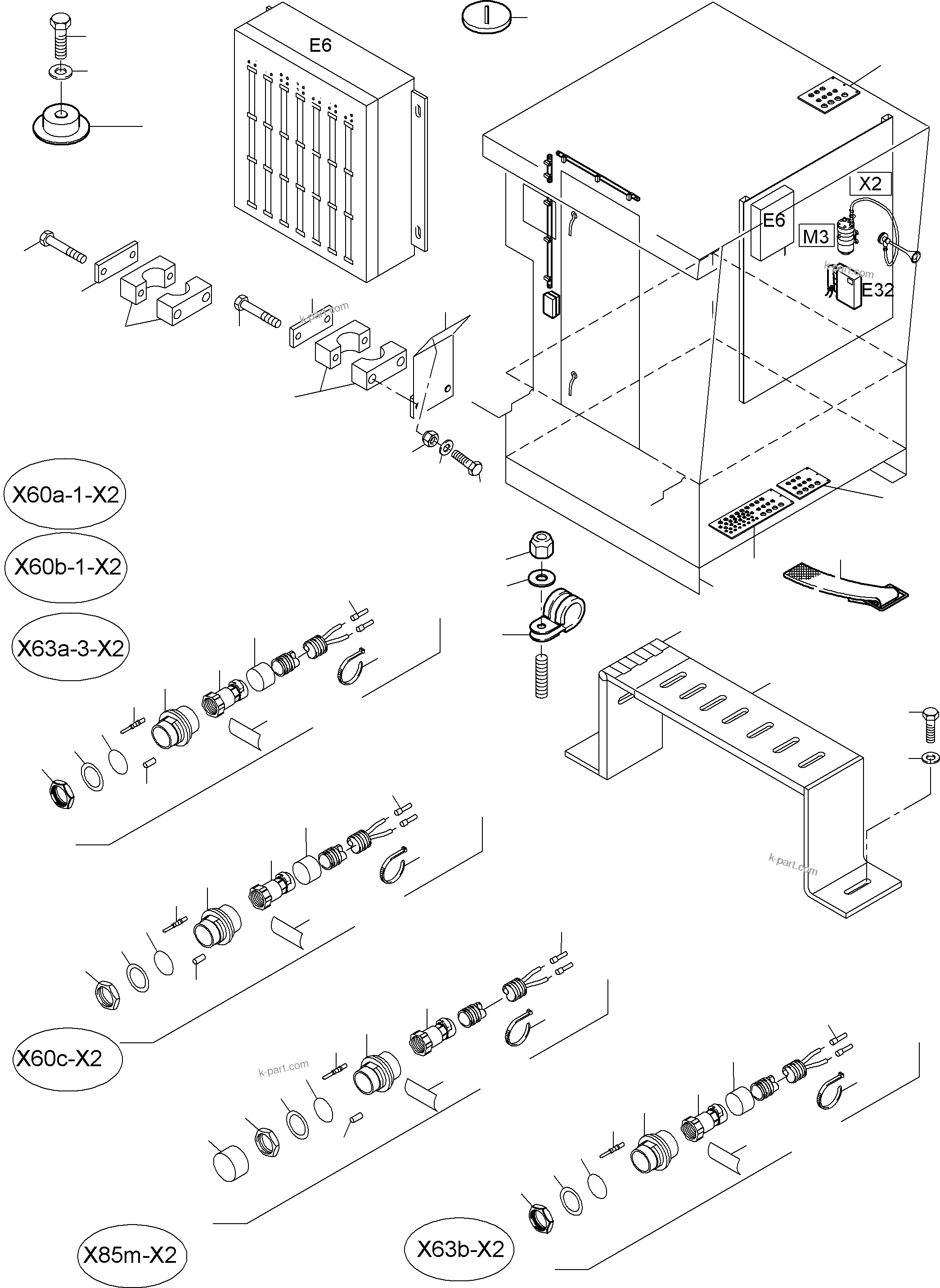 Komatsu parts book diagram for PC4000-6 S/N 08241: ELECTIC - CAB SUPPORT