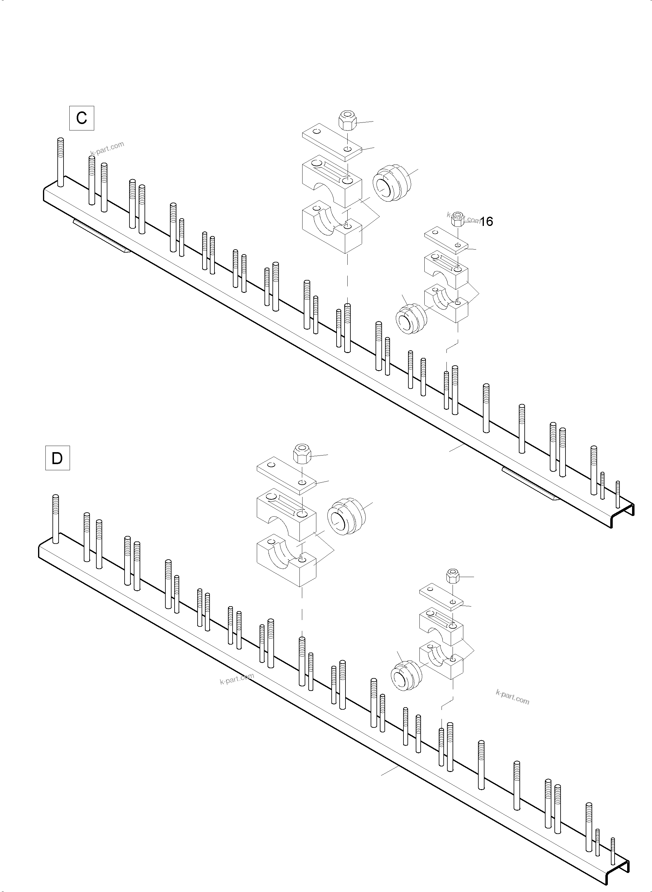 Komatsu parts book diagram for PC4000-6 S/N 08241: HOSES ASSY. - MANIFOLD- BOOM