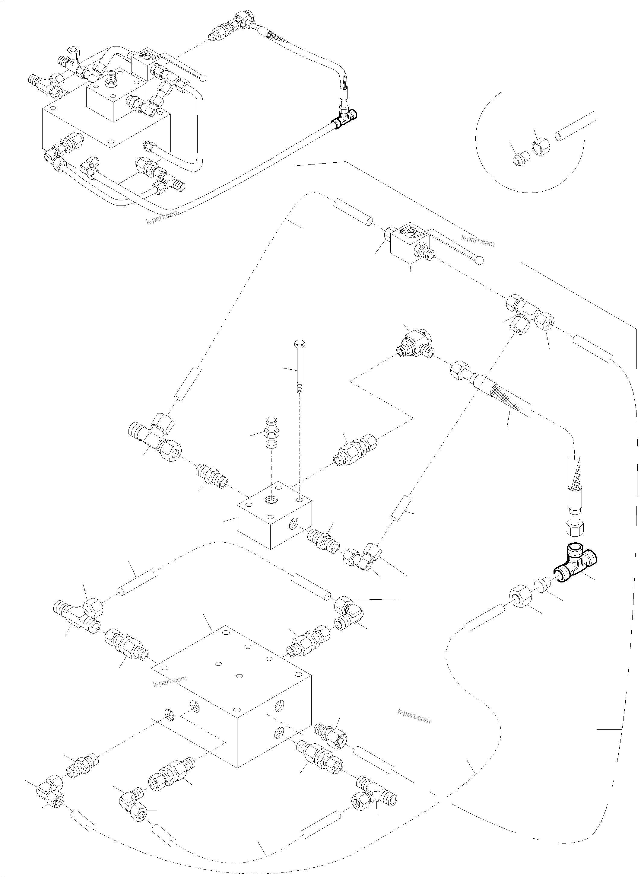 Komatsu parts book diagram for PC4000-6 S/N 08248: VALVE BLOCK ( HYDRAULIC TRACK ADJUSTING )