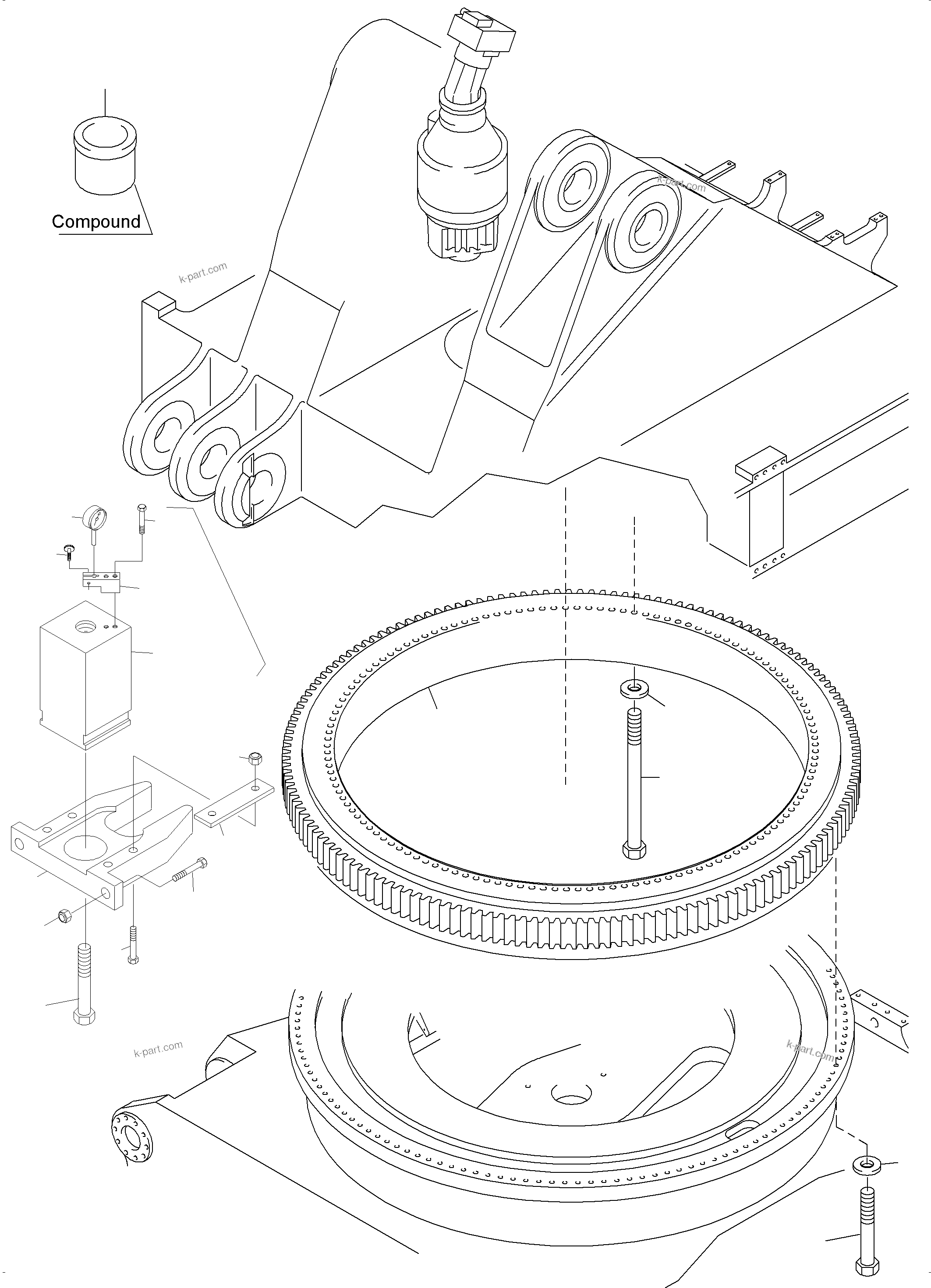 Komatsu parts book diagram for PC4000-6 S/N 08248: SLEW RING ARR.
