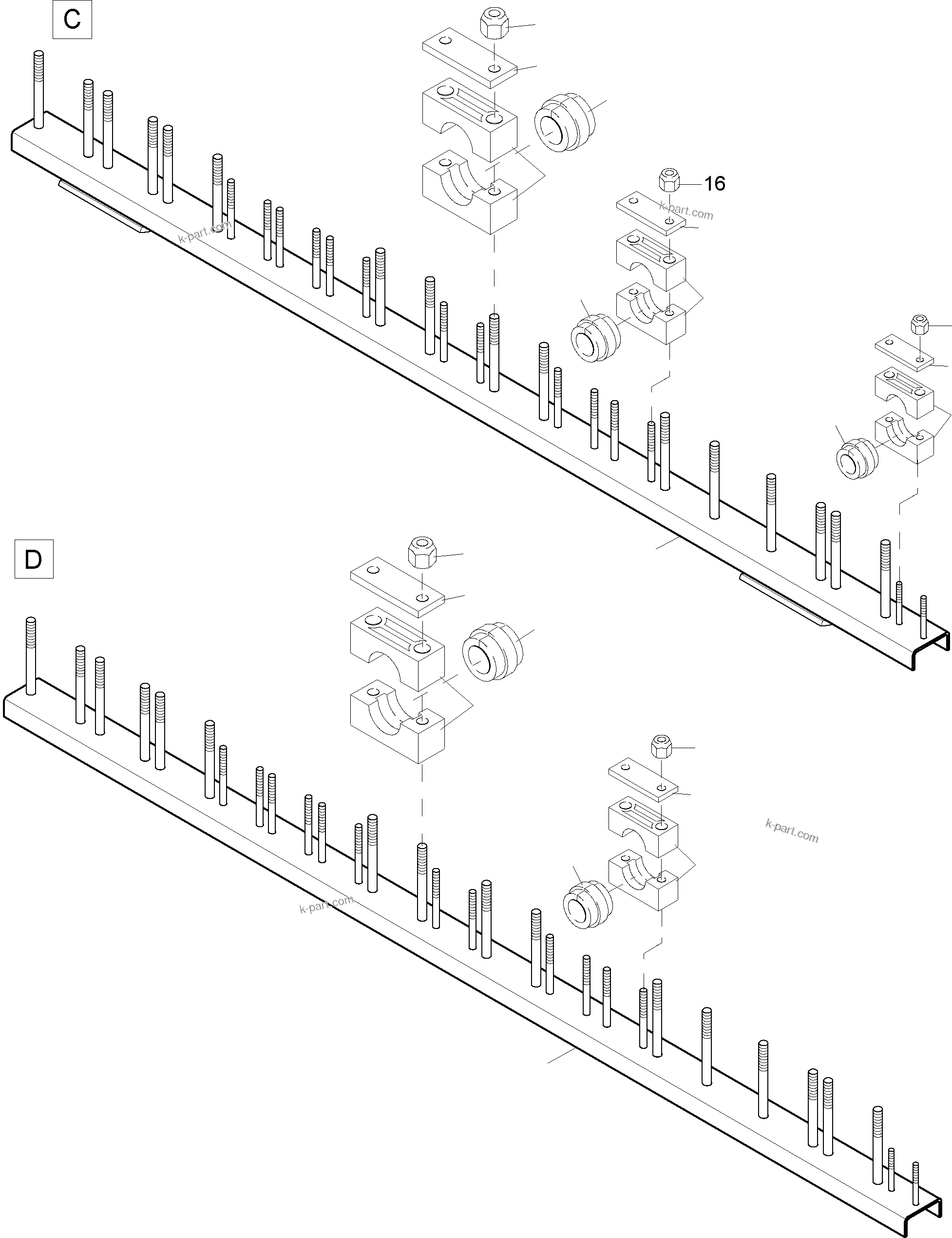 Komatsu parts book diagram for PC4000-6 S/N 08248: HOSES ASSY. - MANIFOLD- BOOM