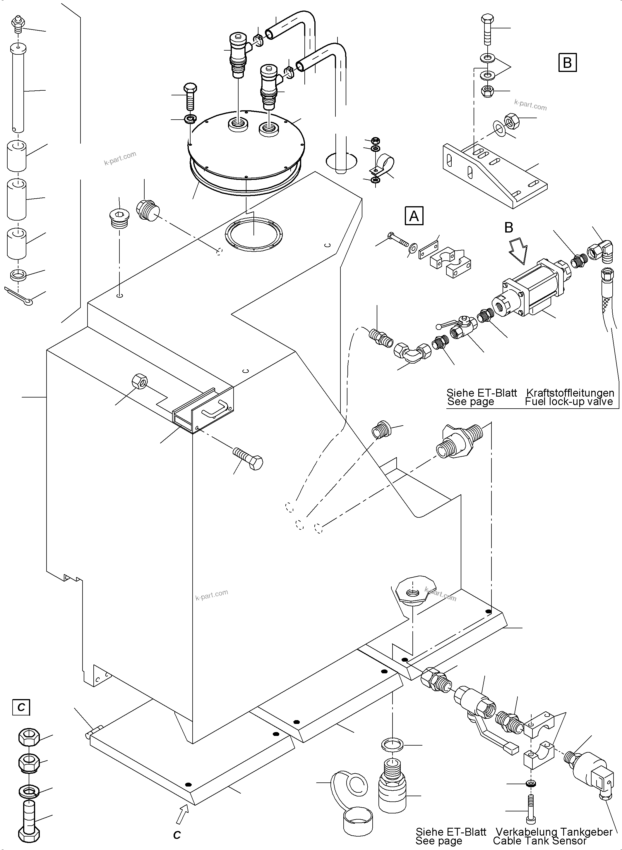 Komatsu parts book diagram for PC4000-6 S/N 08248: FUEL TANK