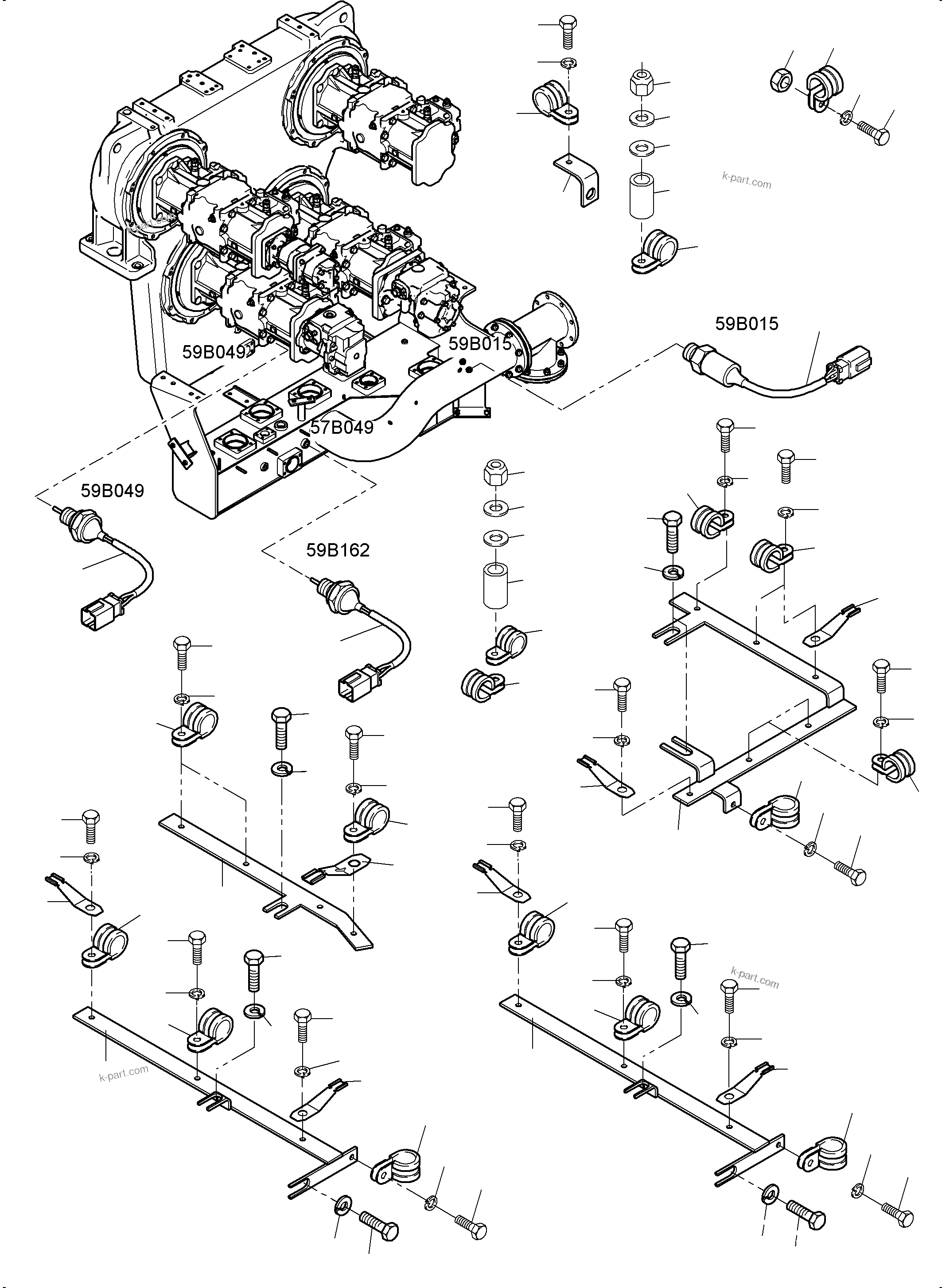 Komatsu parts book diagram for PC4000-6 S/N 08248: CABLES PUMP DISTRIBUTOR GEAR