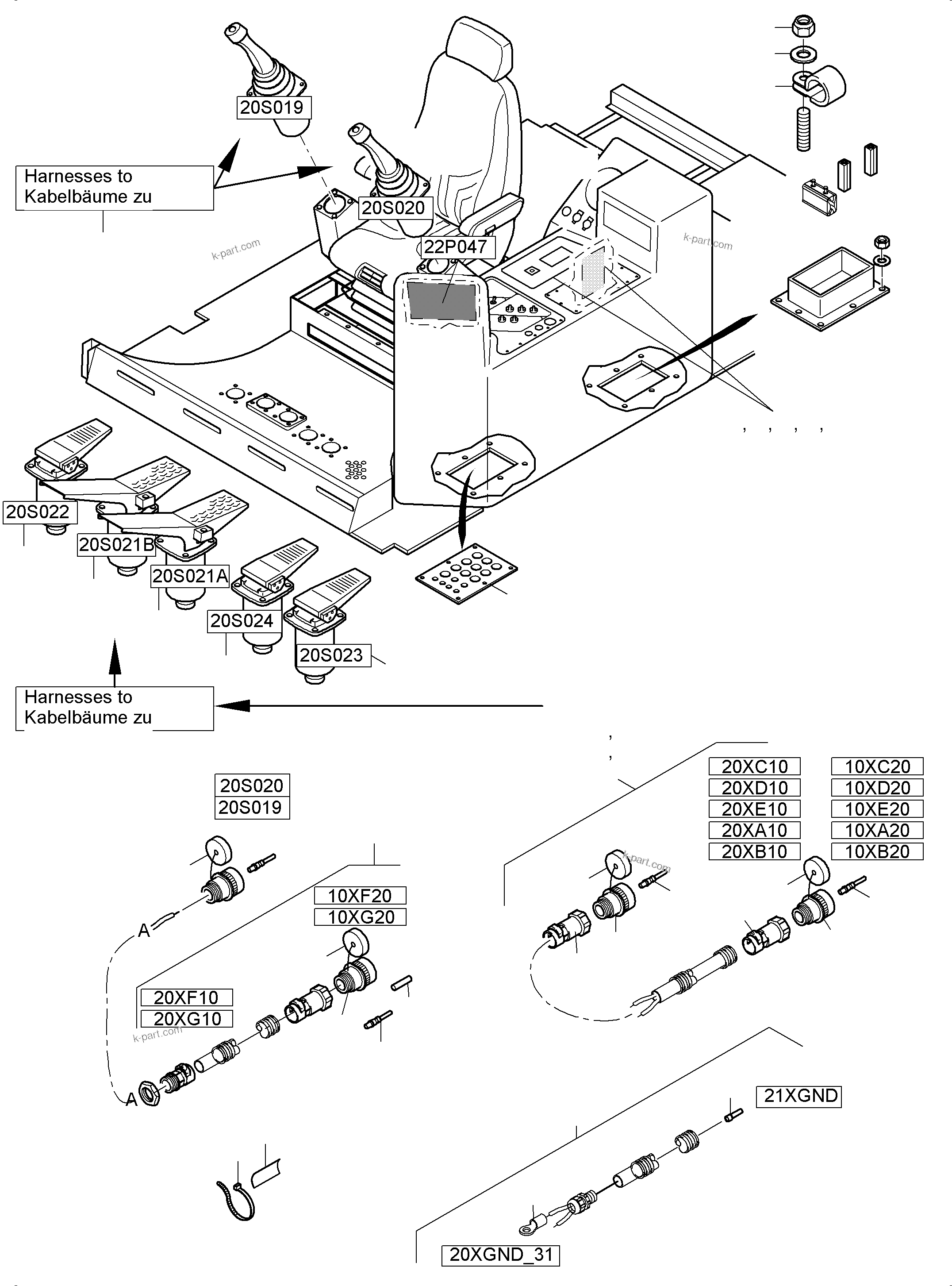 Komatsu parts book diagram for PC4000-6 S/N 08248: CABIN-HARNESSES-ELECTRIC