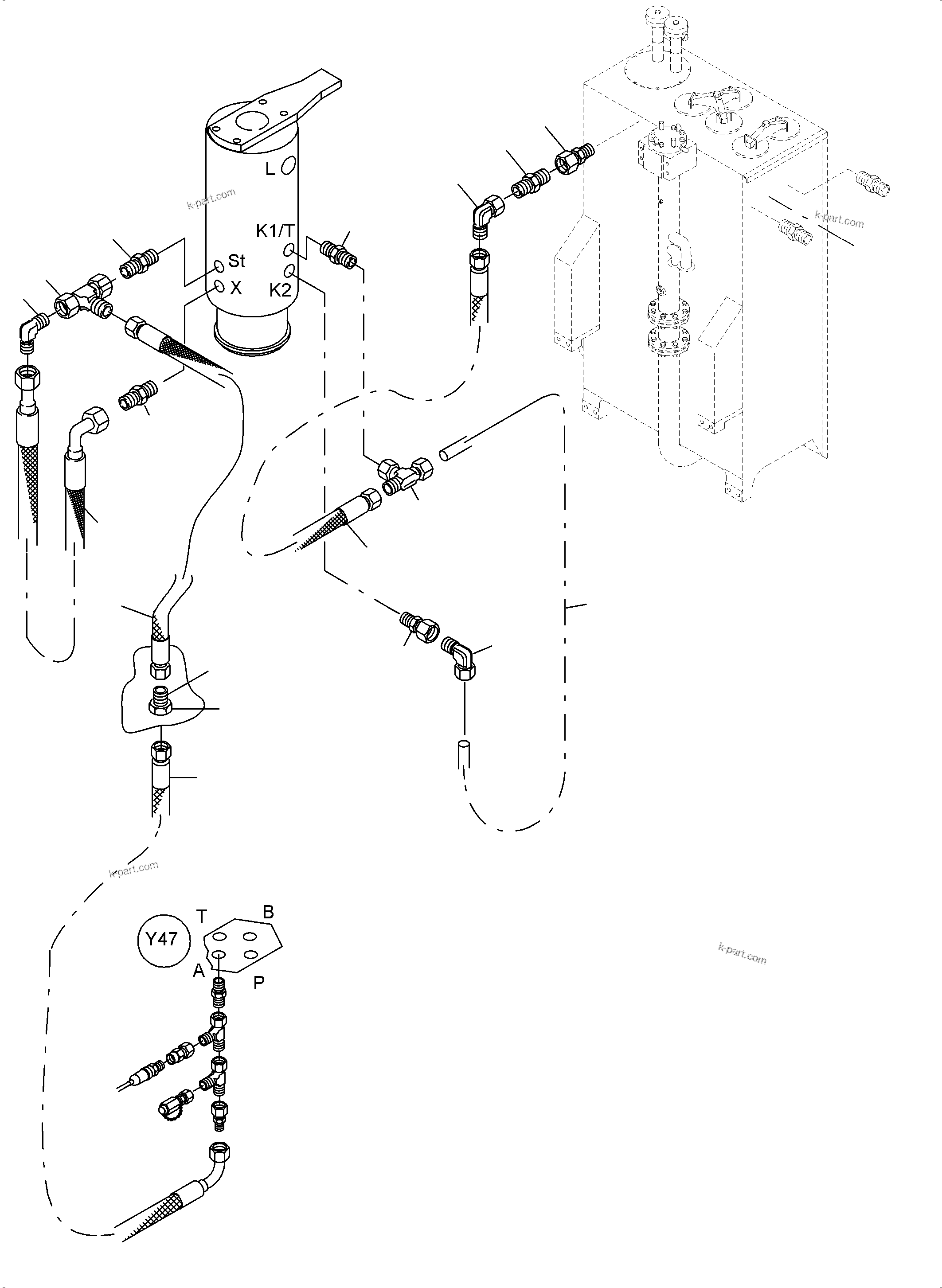 Komatsu parts book diagram for PC4000-6 S/N 08248: HYDRAULIC LINES, ROTARY JOINT