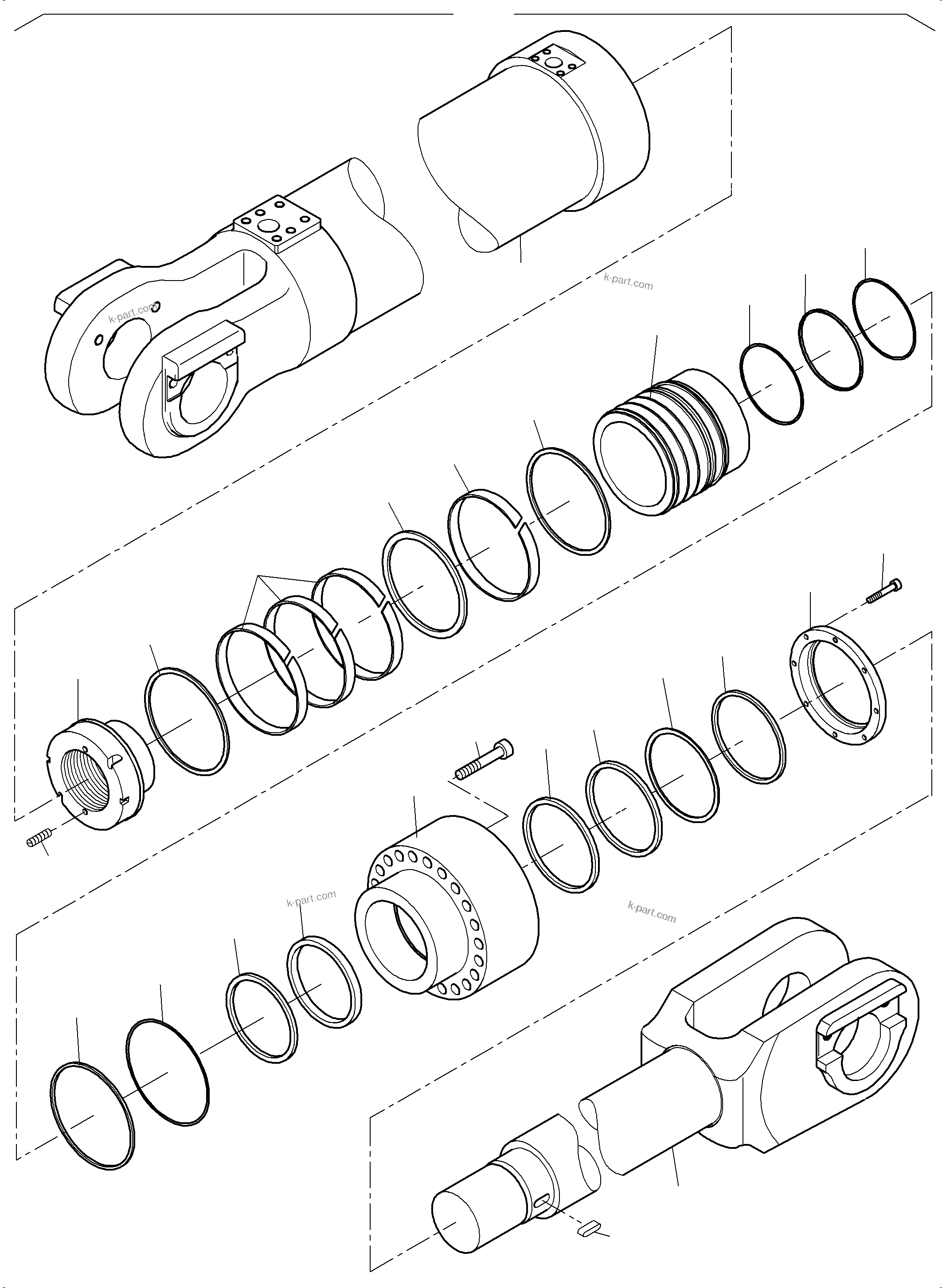 Komatsu parts book diagram for PC4000-6 S/N 08248: STICK CYLINDER