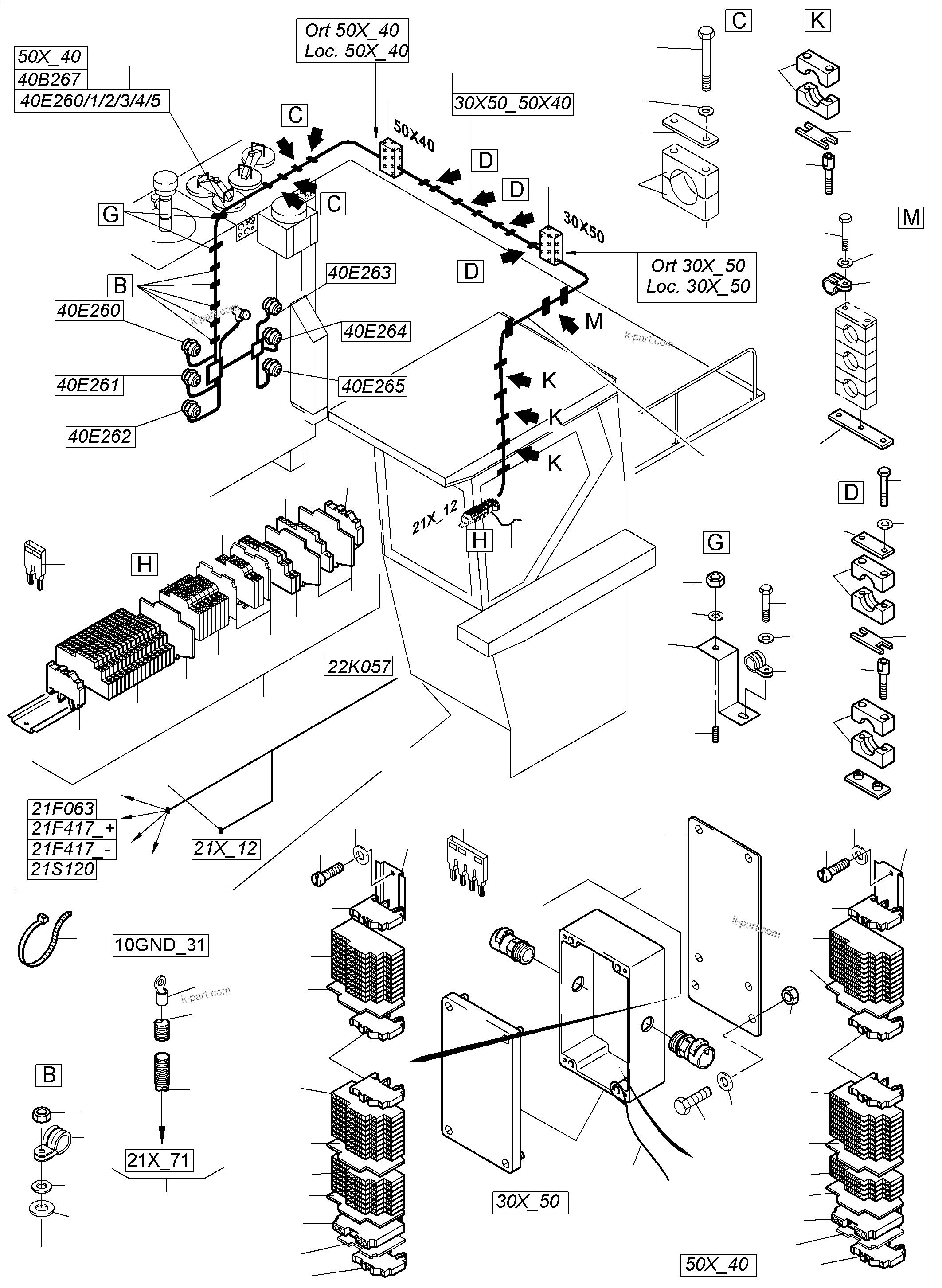 Komatsu parts book diagram for PC4000-6 S/N 08248: CABLES-TEMPERATURE CONDITIONING