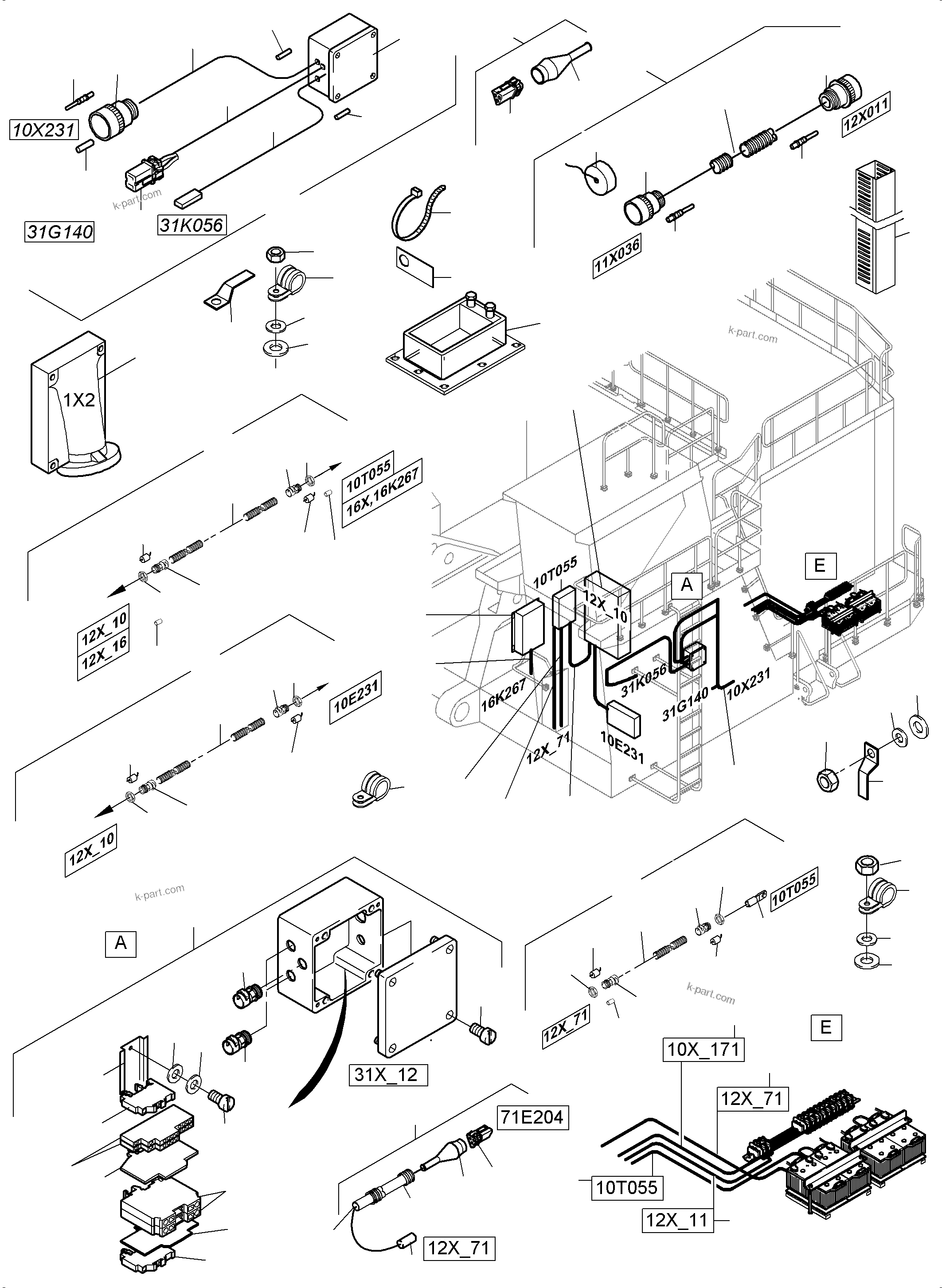 Komatsu parts book diagram for PC4000-6 S/N 08248: CABLES-TEMPERATURE CONDITIONING