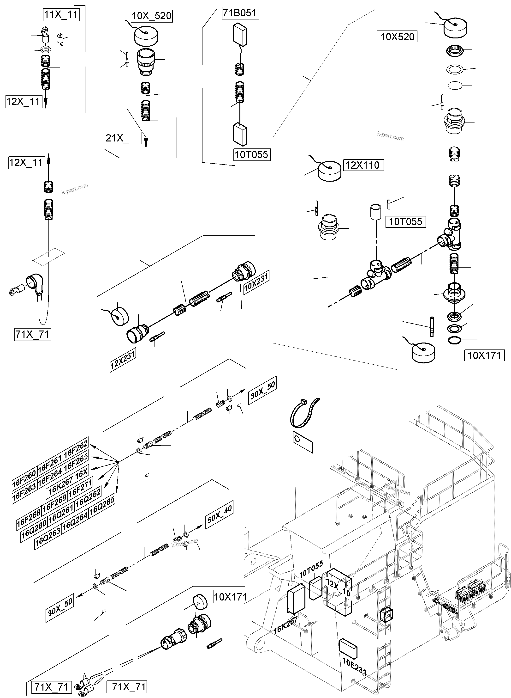Komatsu parts book diagram for PC4000-6 S/N 08248: CABLES-TEMPERATURE CONDITIONING