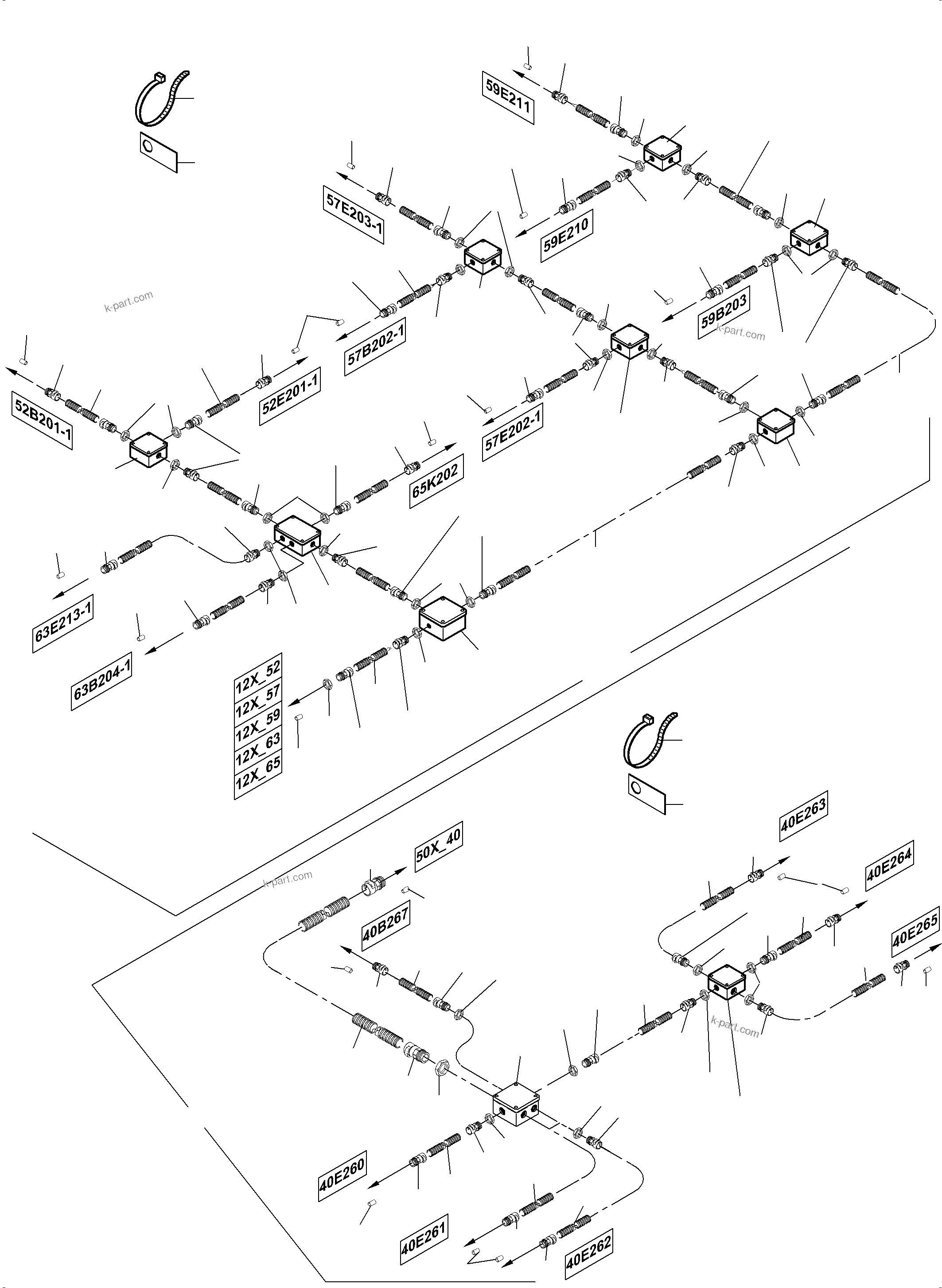Komatsu parts book diagram for PC4000-6 S/N 08248: CABLES-TEMPERATURE CONDITIONING