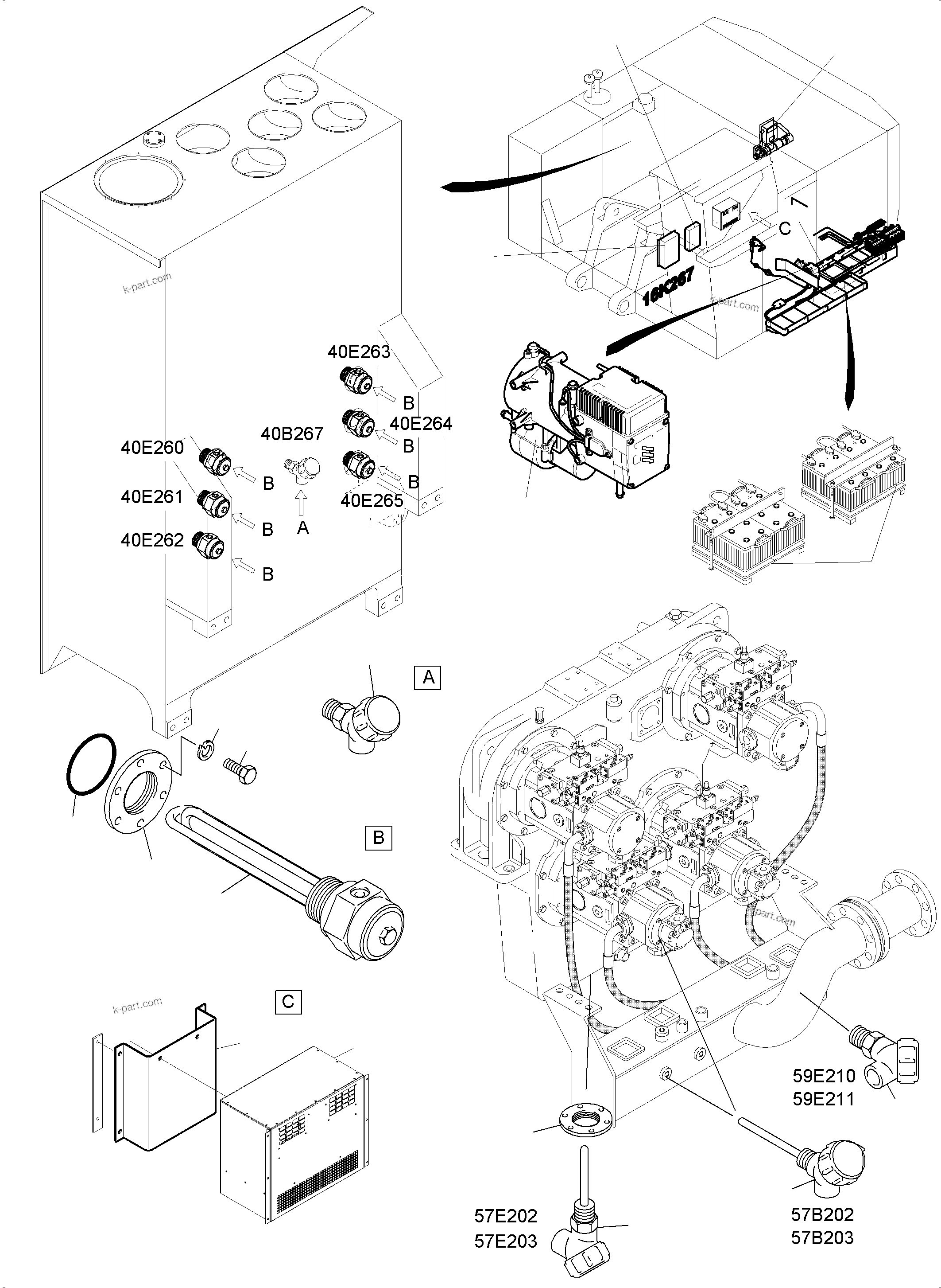Komatsu parts book diagram for PC4000-6 S/N 08248: TEMPERATURE CONDITIONING - WATER AND HYDRAULIC OIL