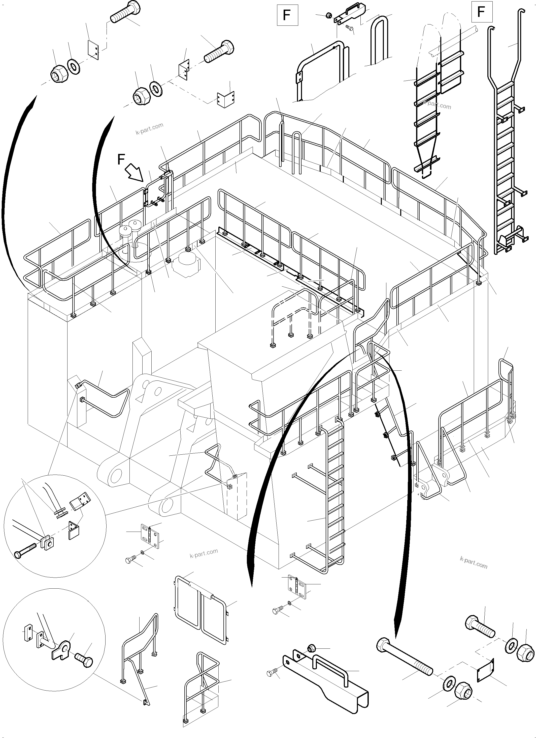 Komatsu parts book diagram for PC4000-6 S/N 08248: RAILS AND PLATFORMS