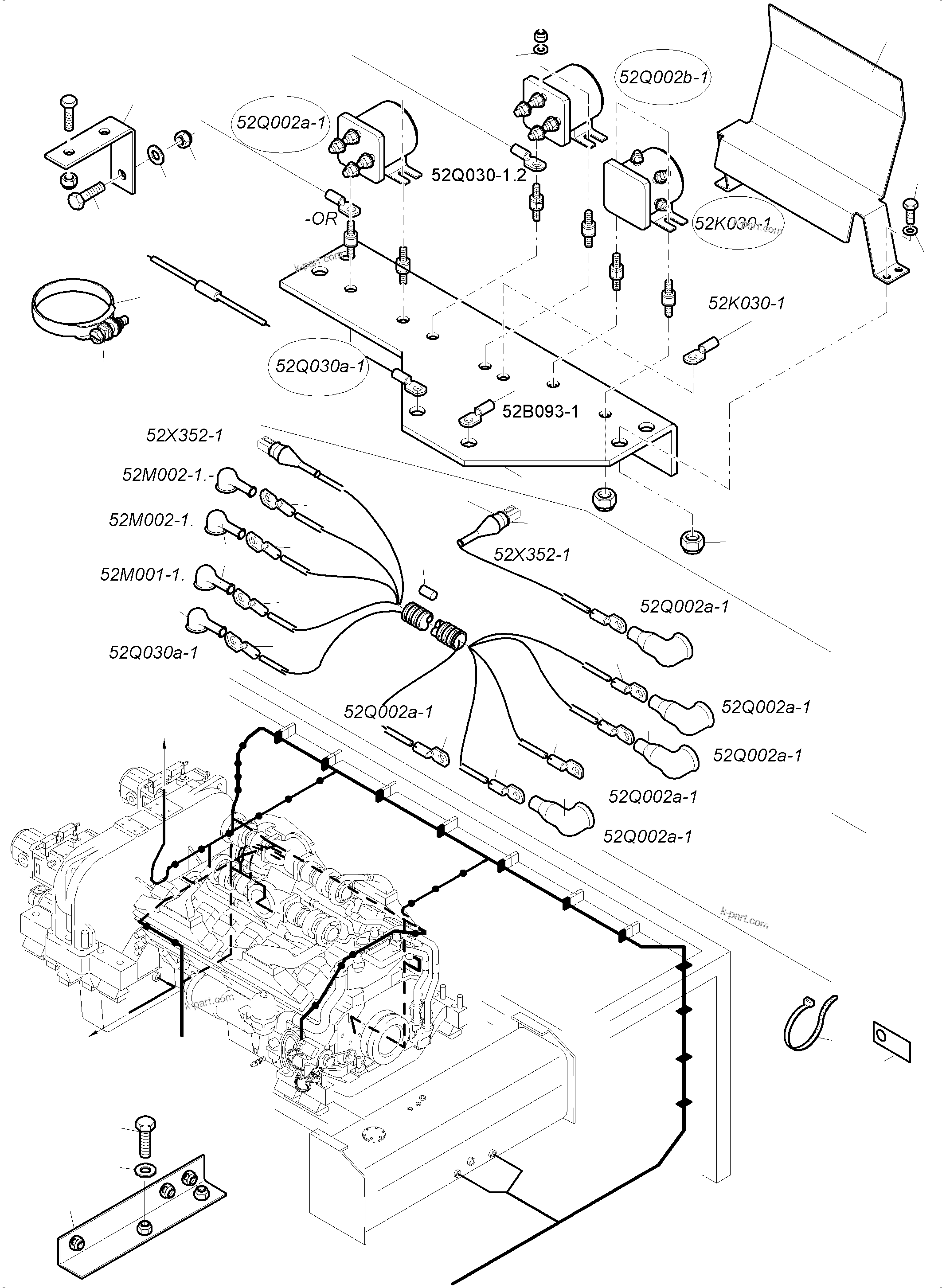 Komatsu parts book diagram for PC4000-6 S/N 08248: CABLES - ENGINE AND TRANSMITTER