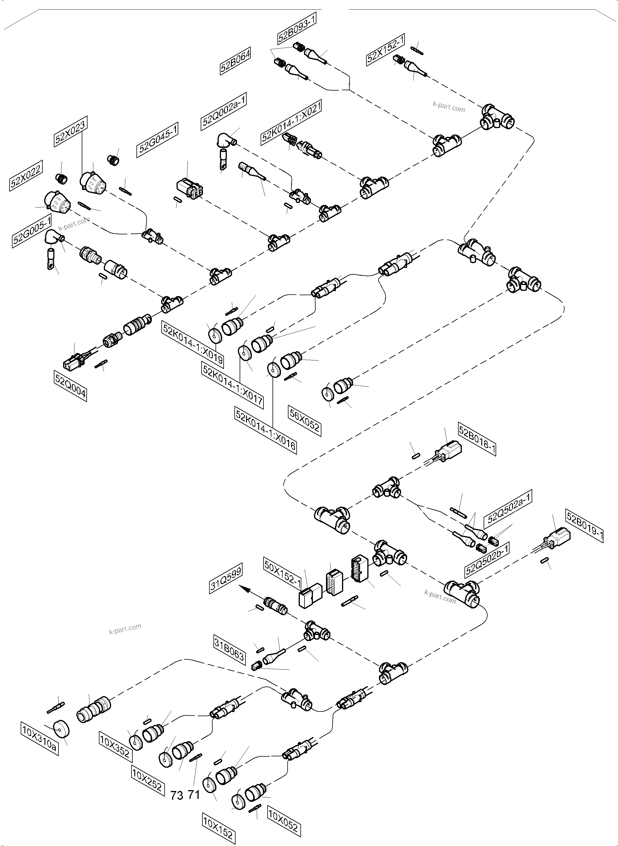 Komatsu parts book diagram for PC4000-6 S/N 08248: CABLES - ENGINE AND TRANSMITTER