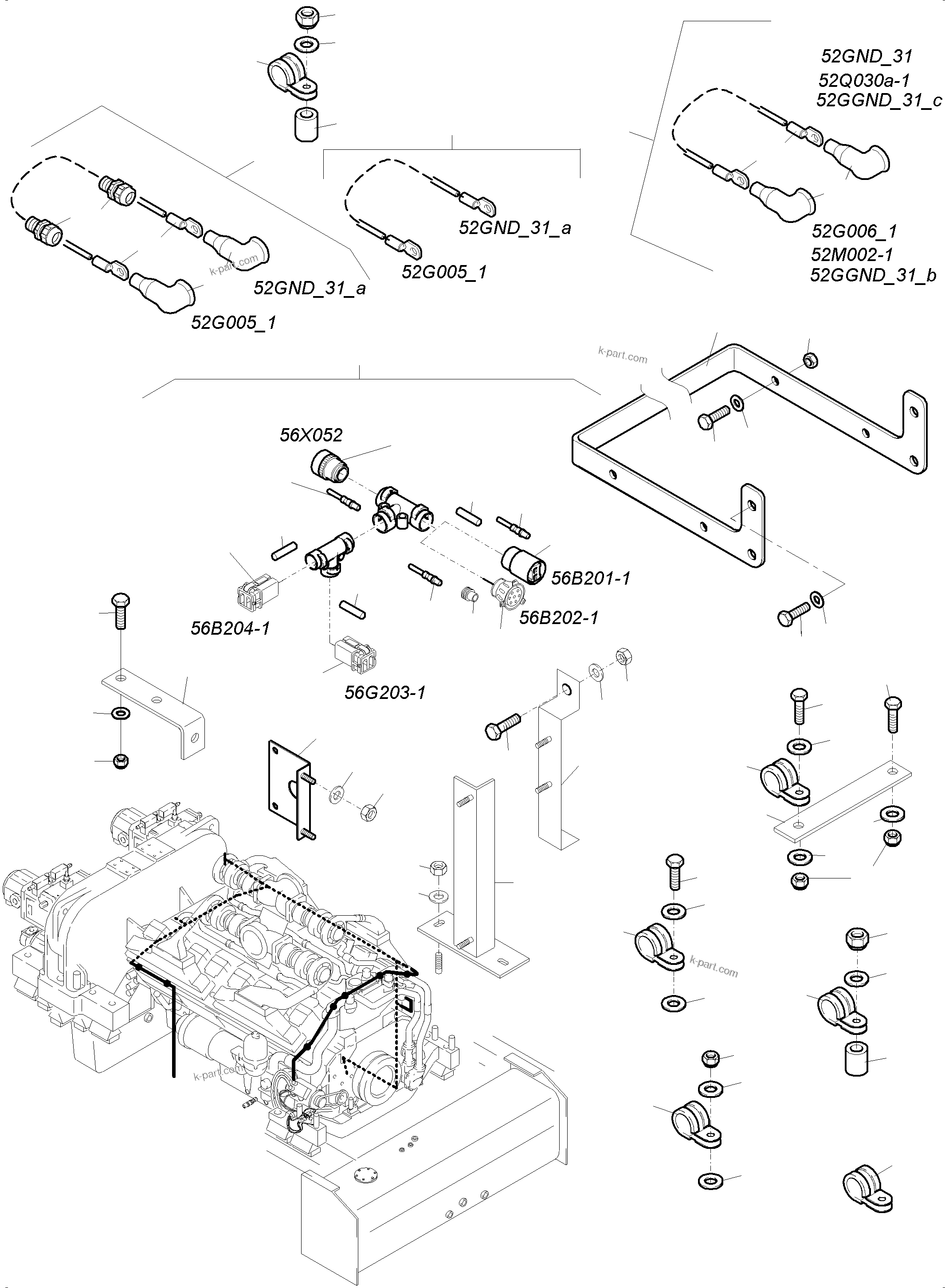 Komatsu parts book diagram for PC4000-6 S/N 08248: CABLES - ENGINE AND TRANSMITTER