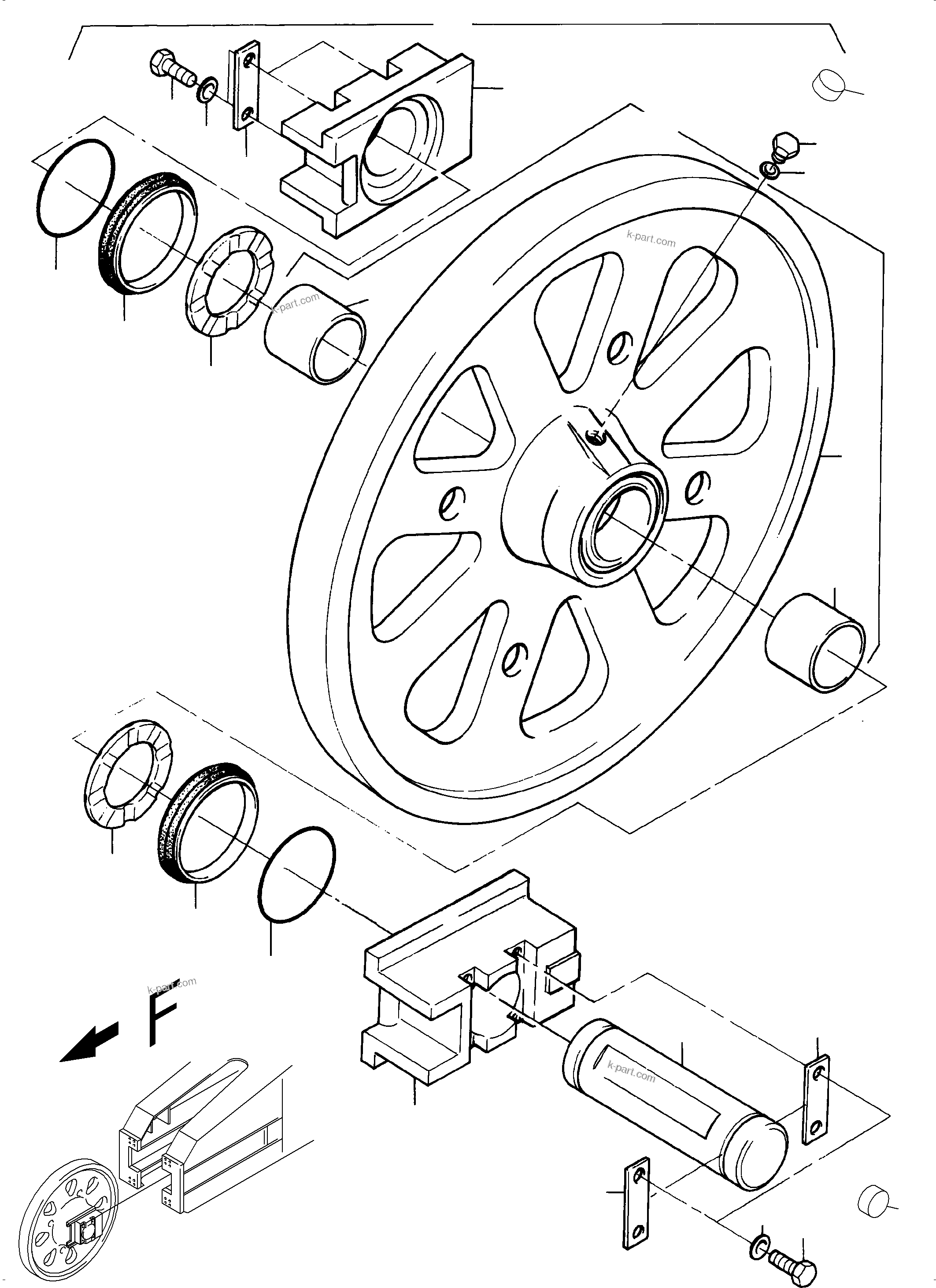 Komatsu parts book diagram for PC4000-6E S/N 08265: IDLER ASSY.