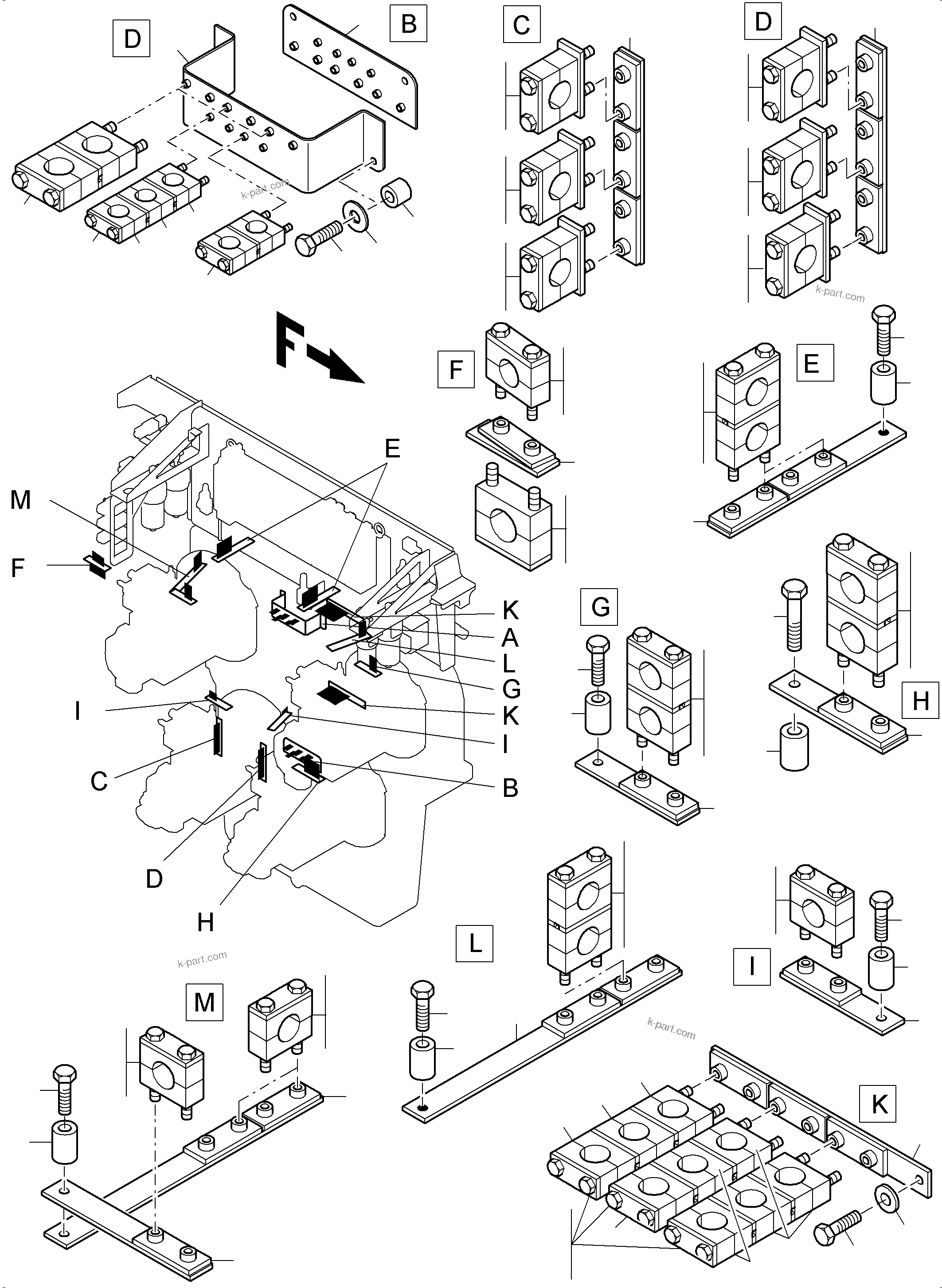 Komatsu parts book diagram for PC4000-6E S/N 08265: MOUNTING PARTS MACHINERY HOUSE