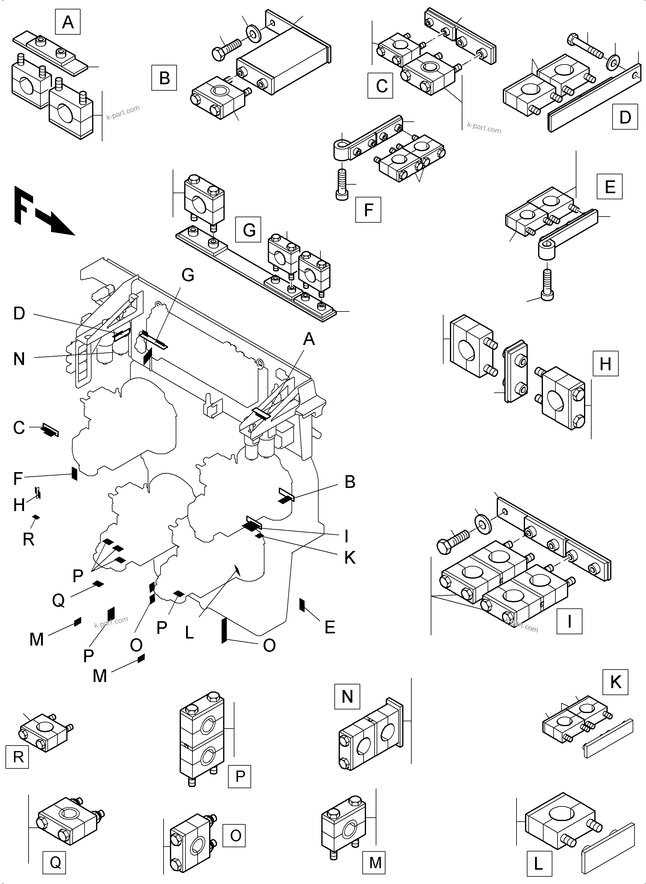 Komatsu parts book diagram for PC4000-6E S/N 08265: MOUNTING PARTS MACHINERY HOUSE