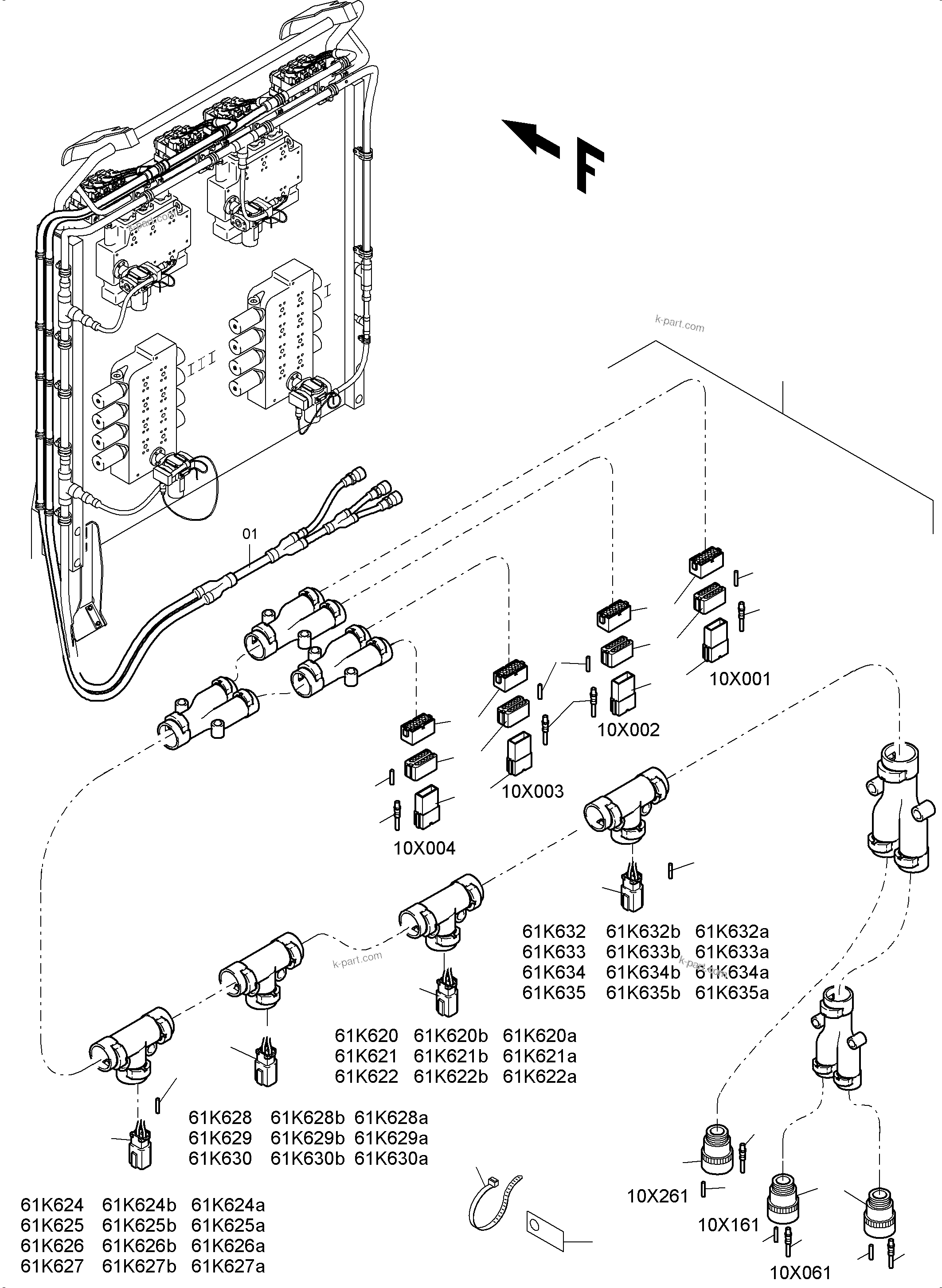 Komatsu parts book diagram for PC4000-6E S/N 08265: CABLES - CONTROL BLOCKS - H.P.-FILTER