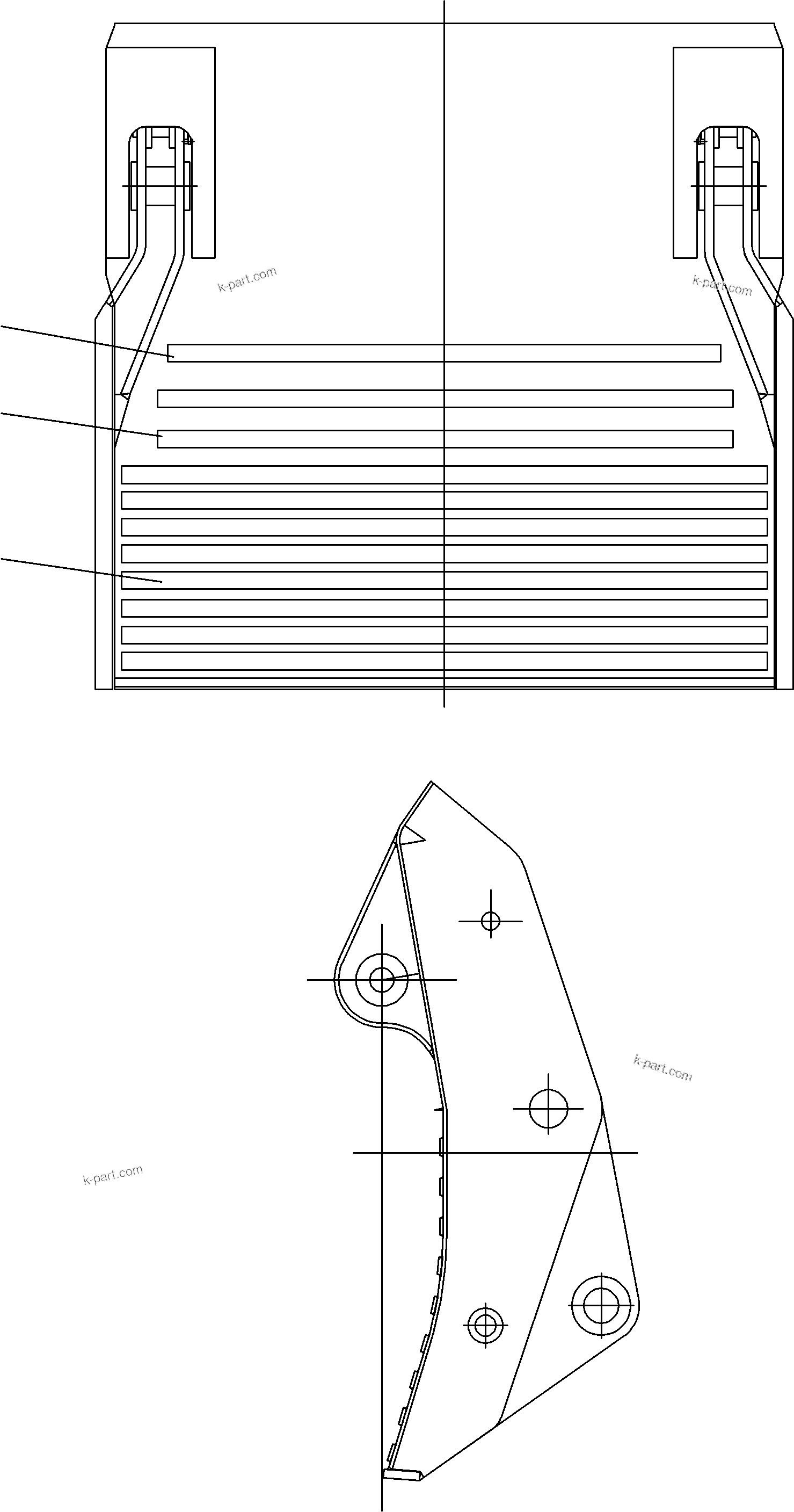 Komatsu parts book diagram for PC4000-6E S/N 08265: WEAR AND TEAR PARTS BULLCLAM BUCKET WALL 22+24 WP3