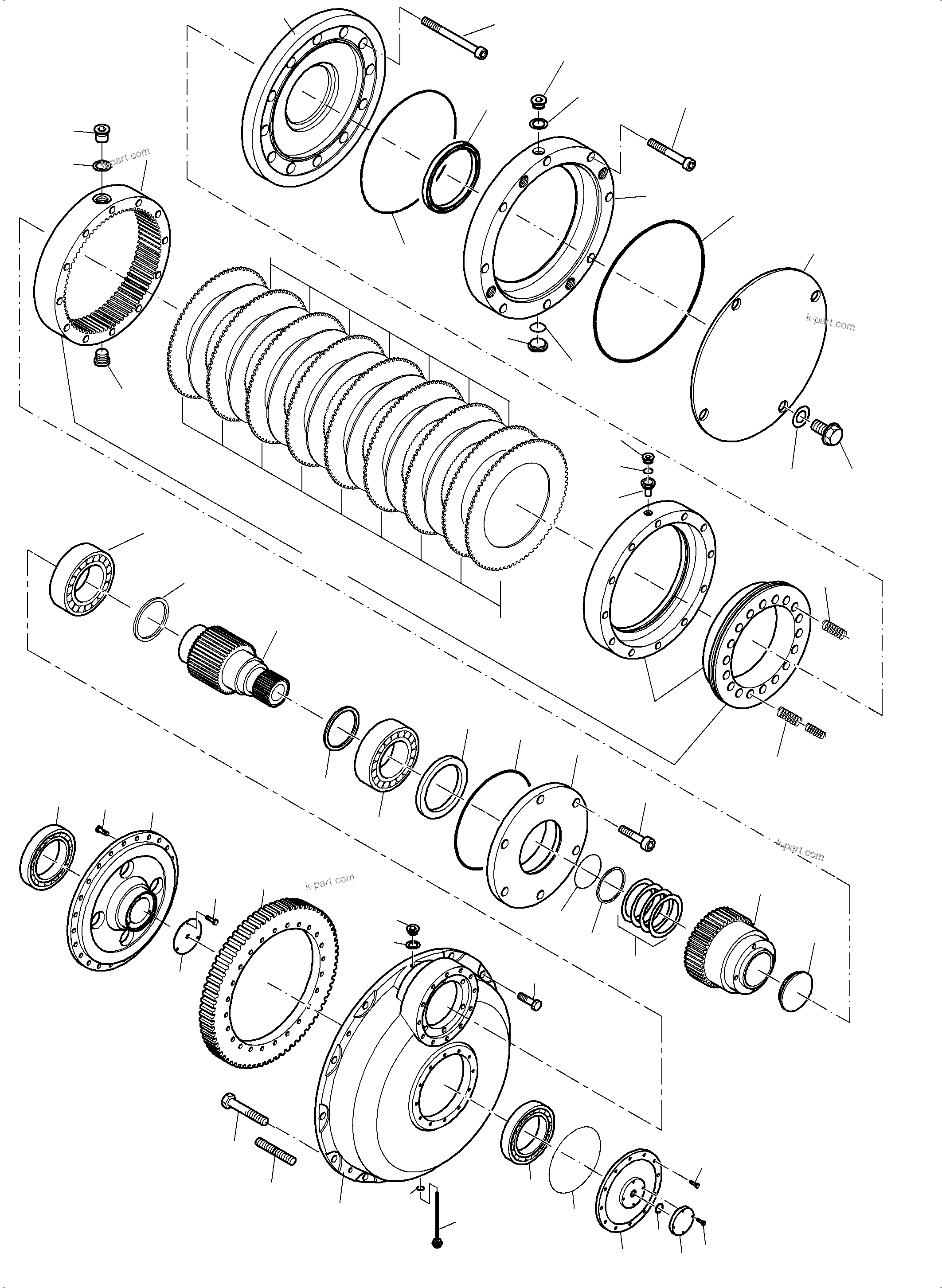 Komatsu parts book diagram for PC4000-6E S/N 08265: TRAVELLING GEAR