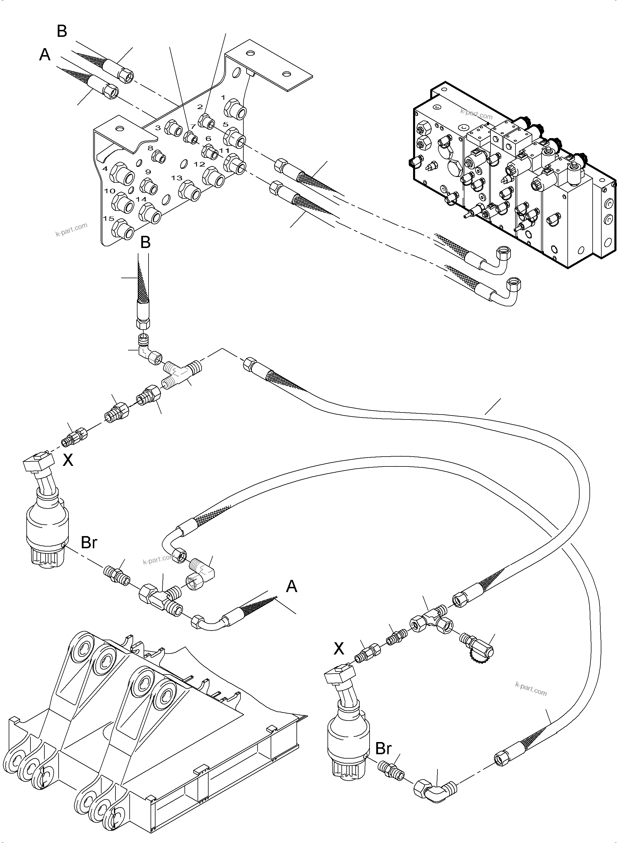 Komatsu parts book diagram for PC4000-6E S/N 08265: LINES SLEW GEAR