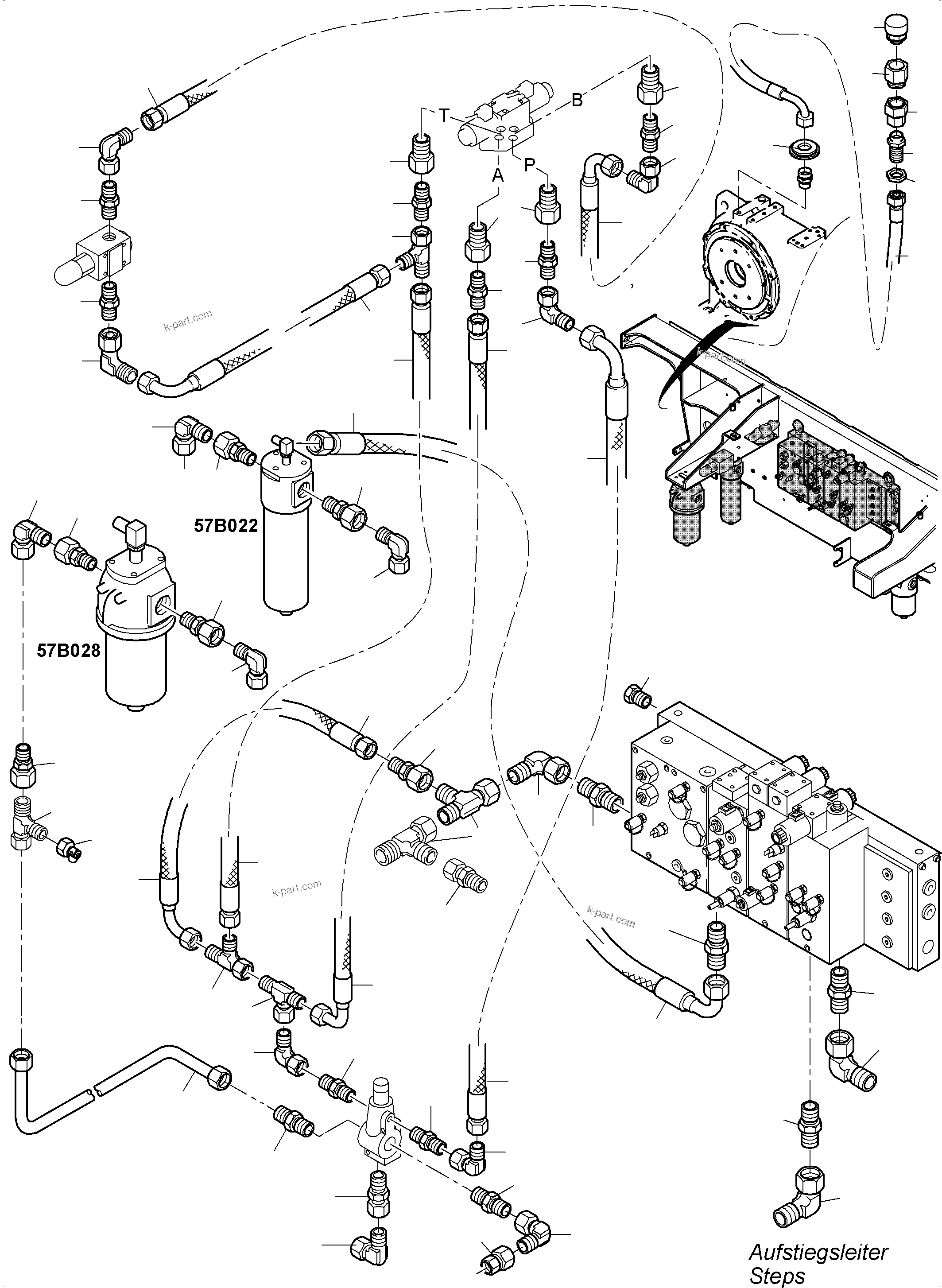 Komatsu parts book diagram for PC4000-6E S/N 08265: CONTROL- AND FILTER PLATE PIPING