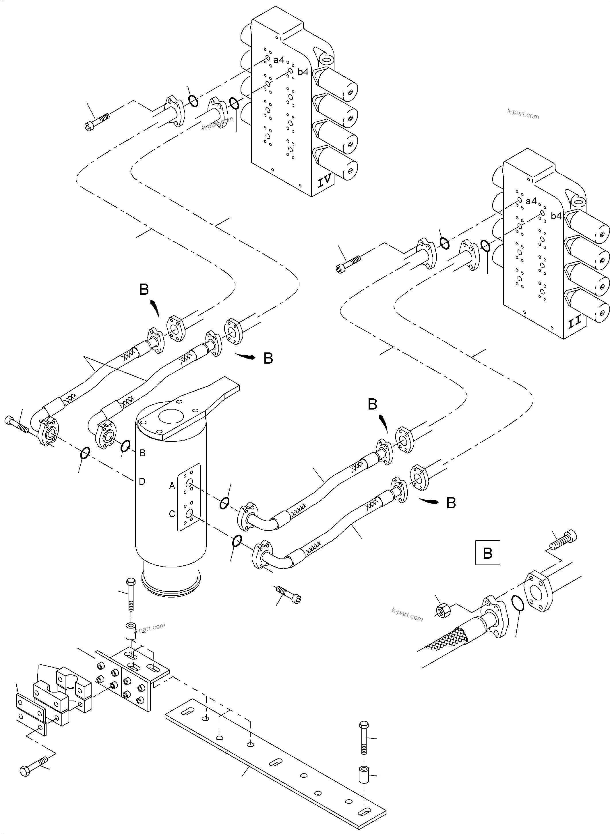 Komatsu parts book diagram for PC4000-6E S/N 08265: PRESSURE LINES  CONTROL BLOCKS - ROTARY JOINT