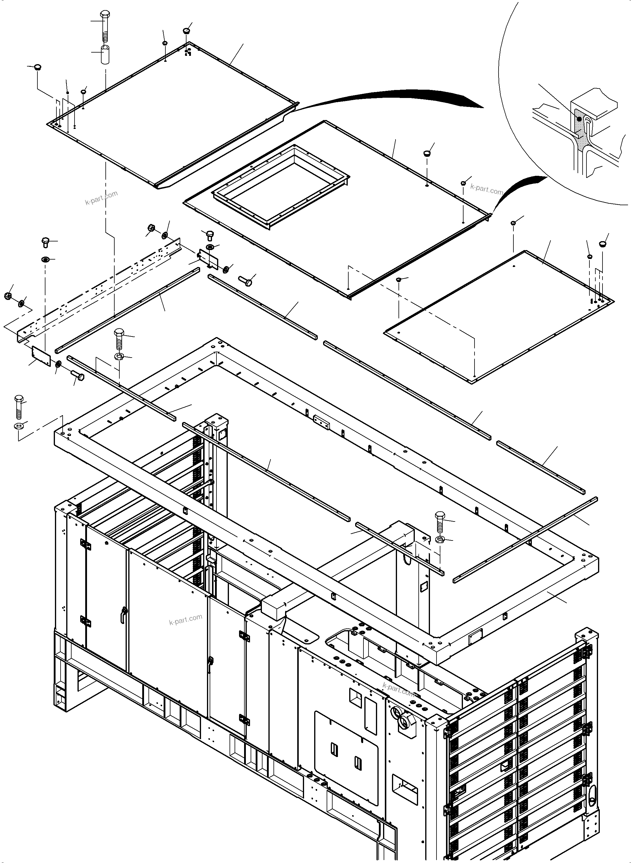 Komatsu parts book diagram for PC4000-6E S/N 08265: COVERING, ENGINE HOUSING