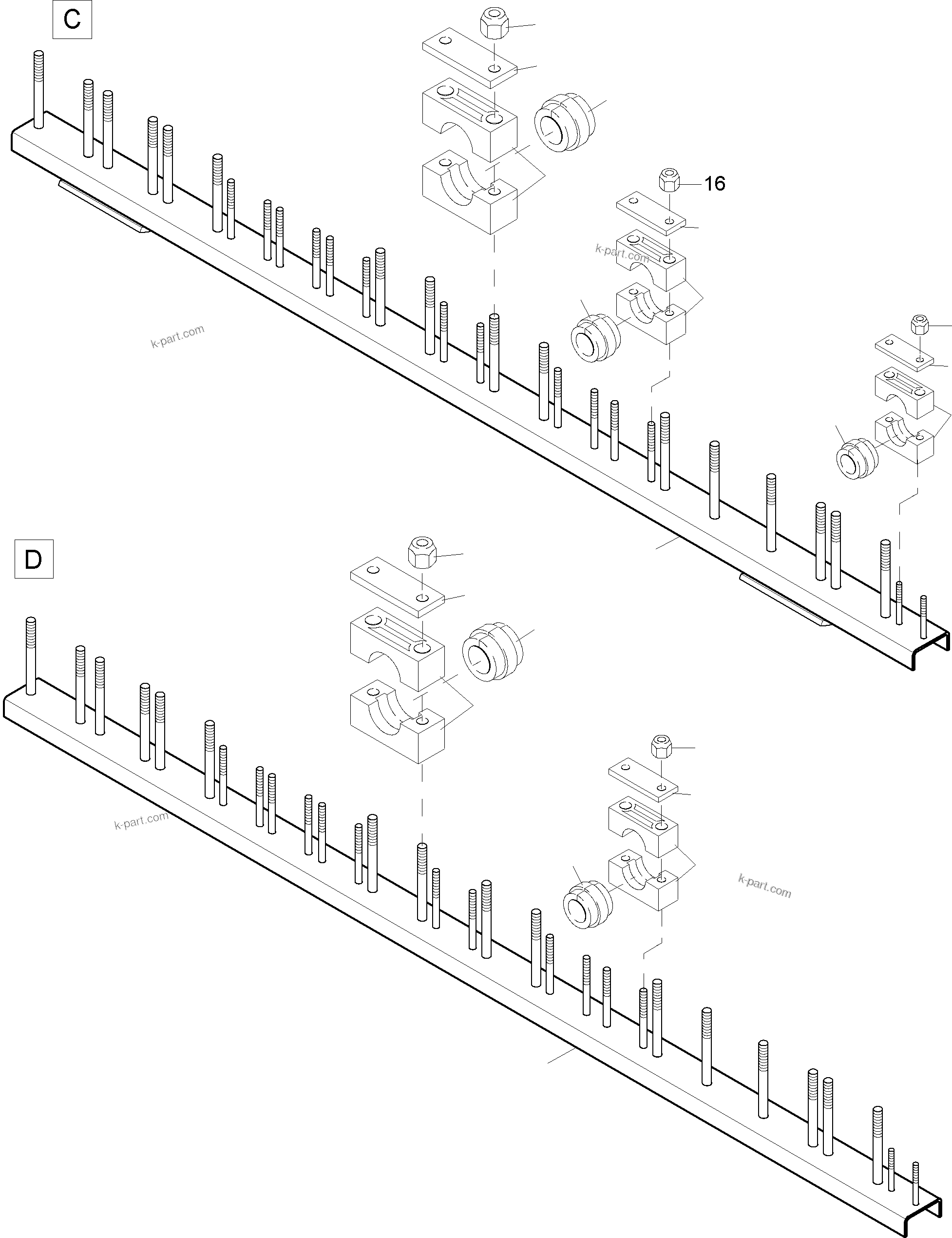 Komatsu parts book diagram for PC4000-11 S/N 08273: HOSES ASSY. - MANIFOLD- BOOM