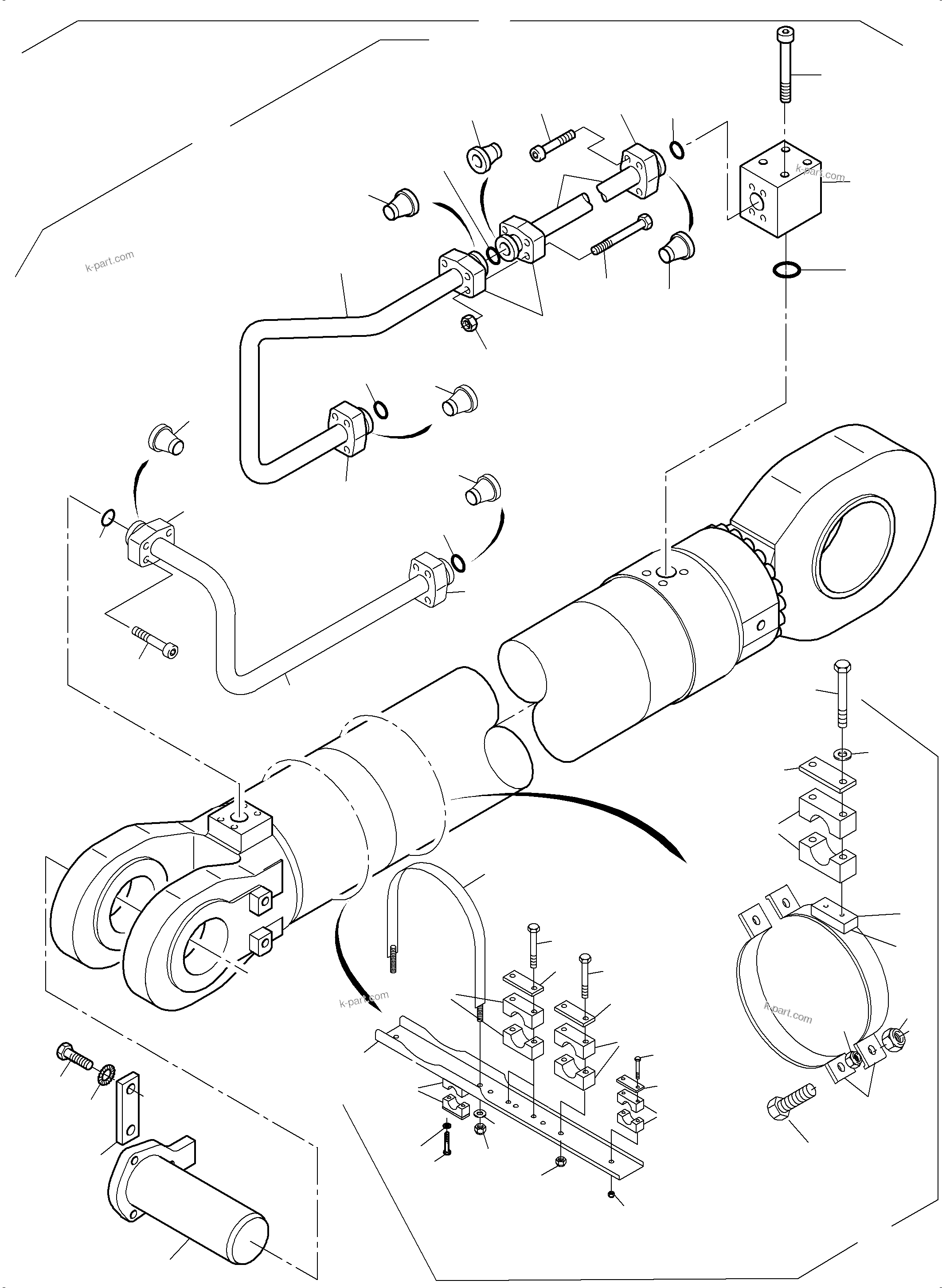 Komatsu parts book diagram for PC4000-11 S/N 08273: PIPING - BACKHOE CYLINDER  R.H.